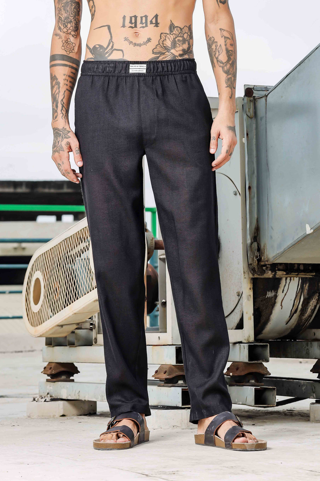 Black Linen Blend Regular Fit All Day Pants