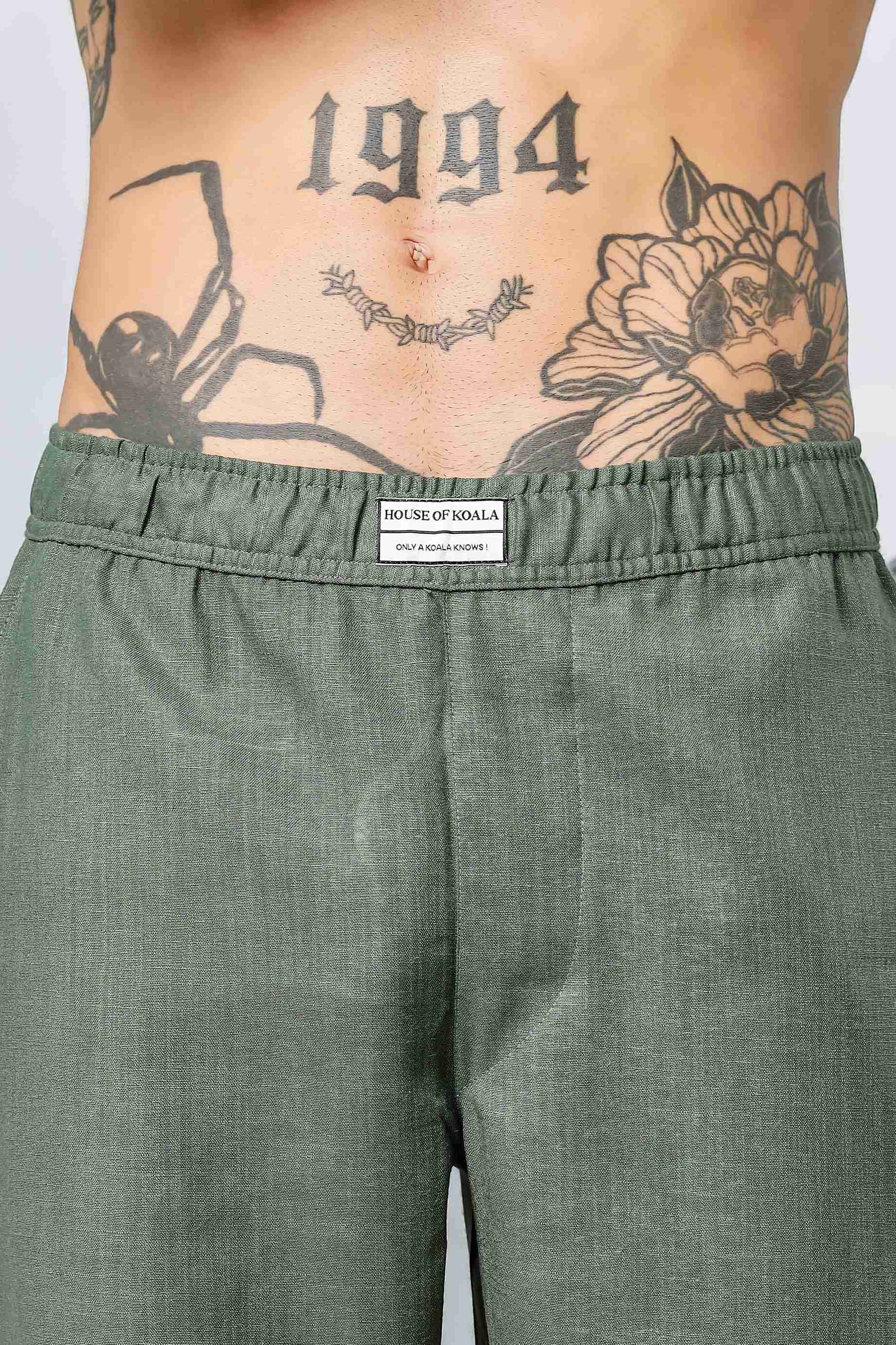 Olive Linen Blend Textured All Day Pants