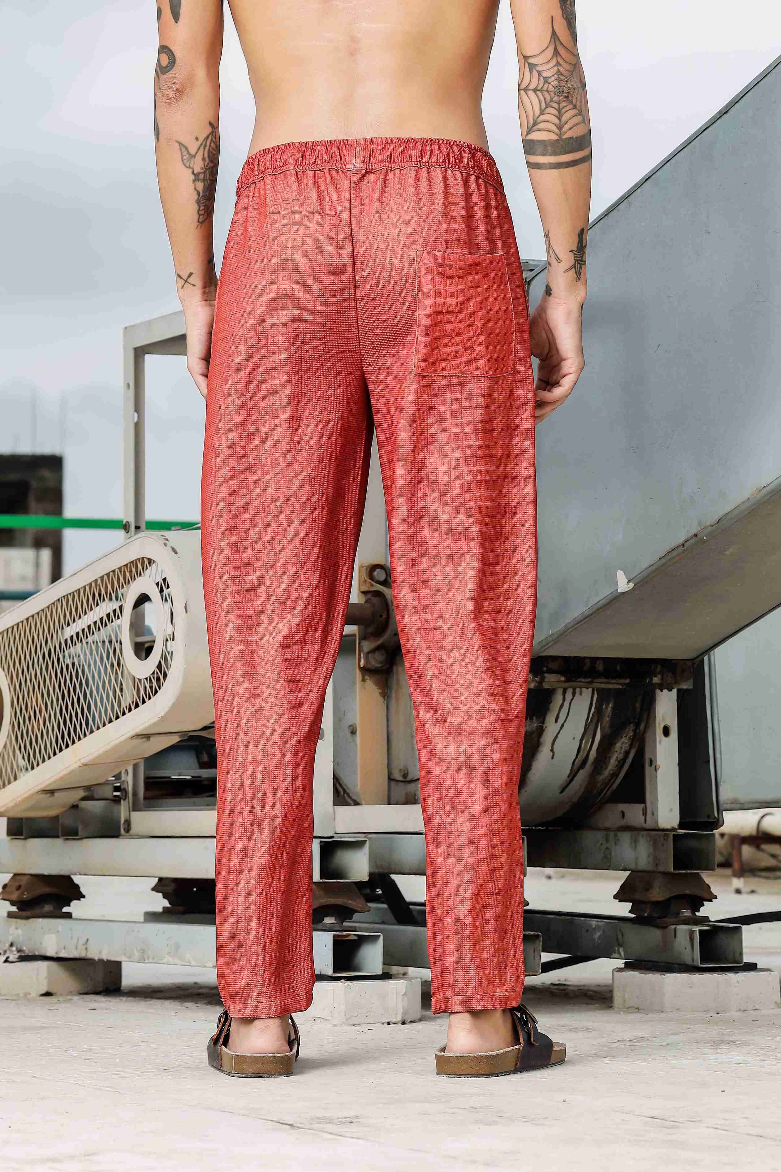Rust Oversized Textured Fabric Shacket Shirt & All Day Pants Co-ord Set