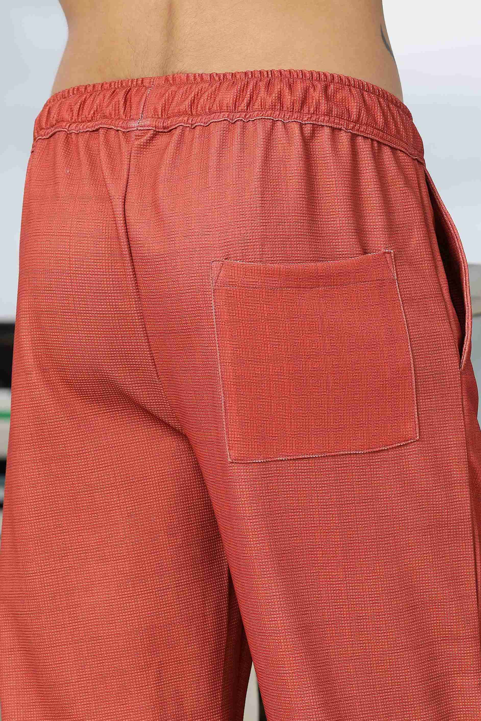 Rust Oversized Textured Fabric Shacket Shirt & All Day Pants Co-ord Set