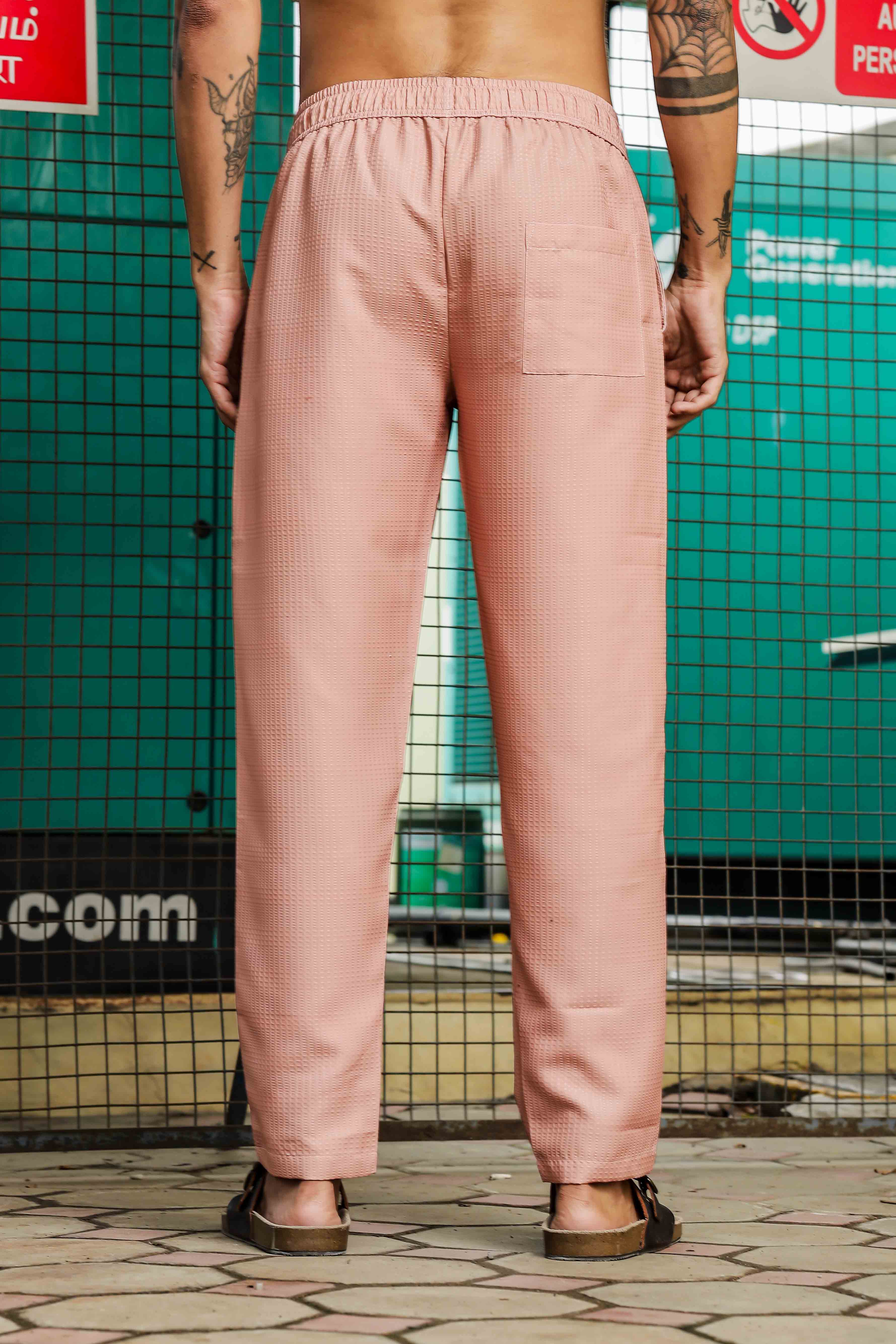 Peach Textured Fabric Notched Lapel Collar & All Day Pants Co-ord Set