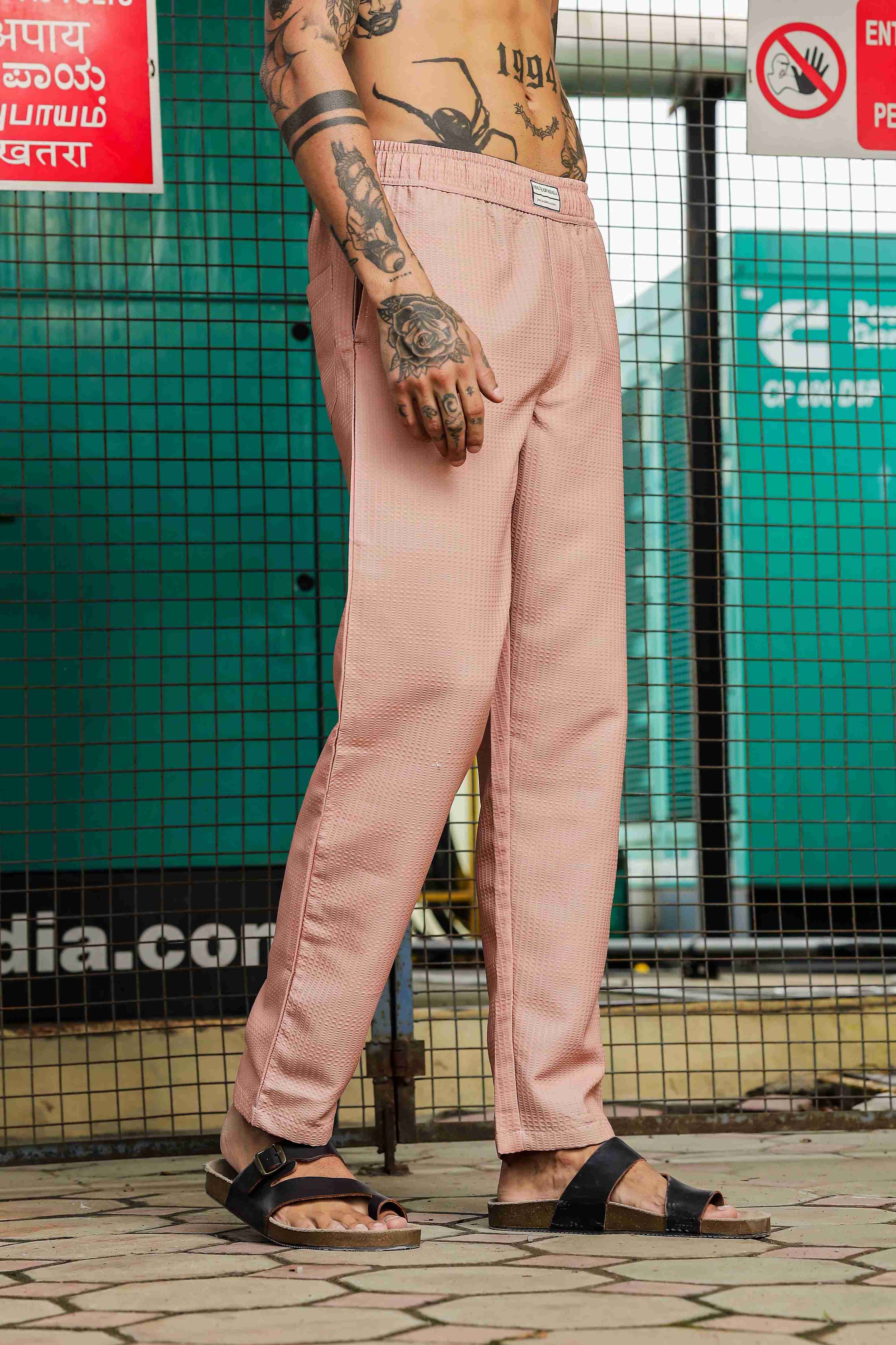 Peach Textured Fabric Notched Lapel Collar & All Day Pants Co-ord Set
