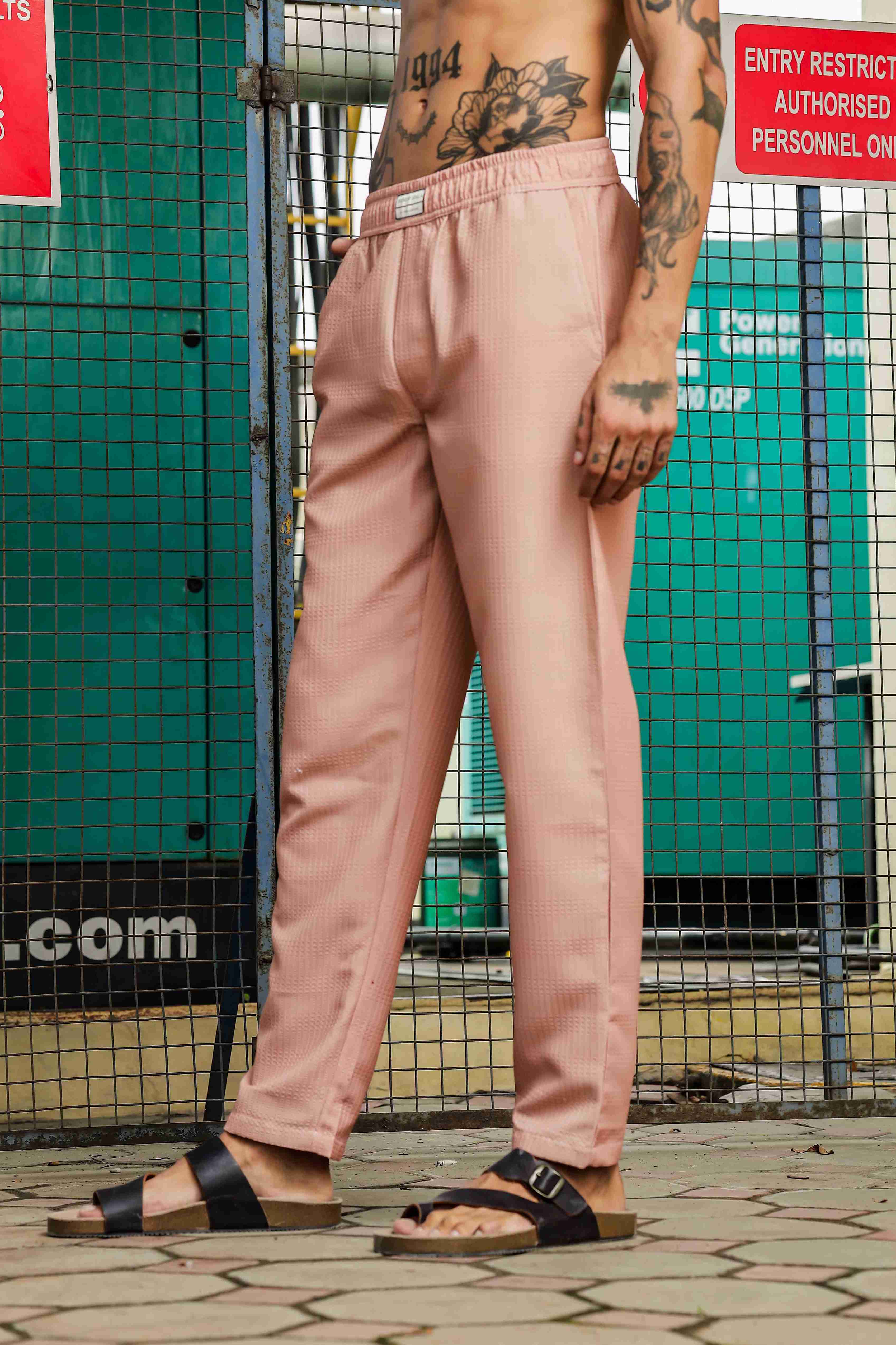 Peach Textured Fabric Notched Lapel Collar & All Day Pants Co-ord Set