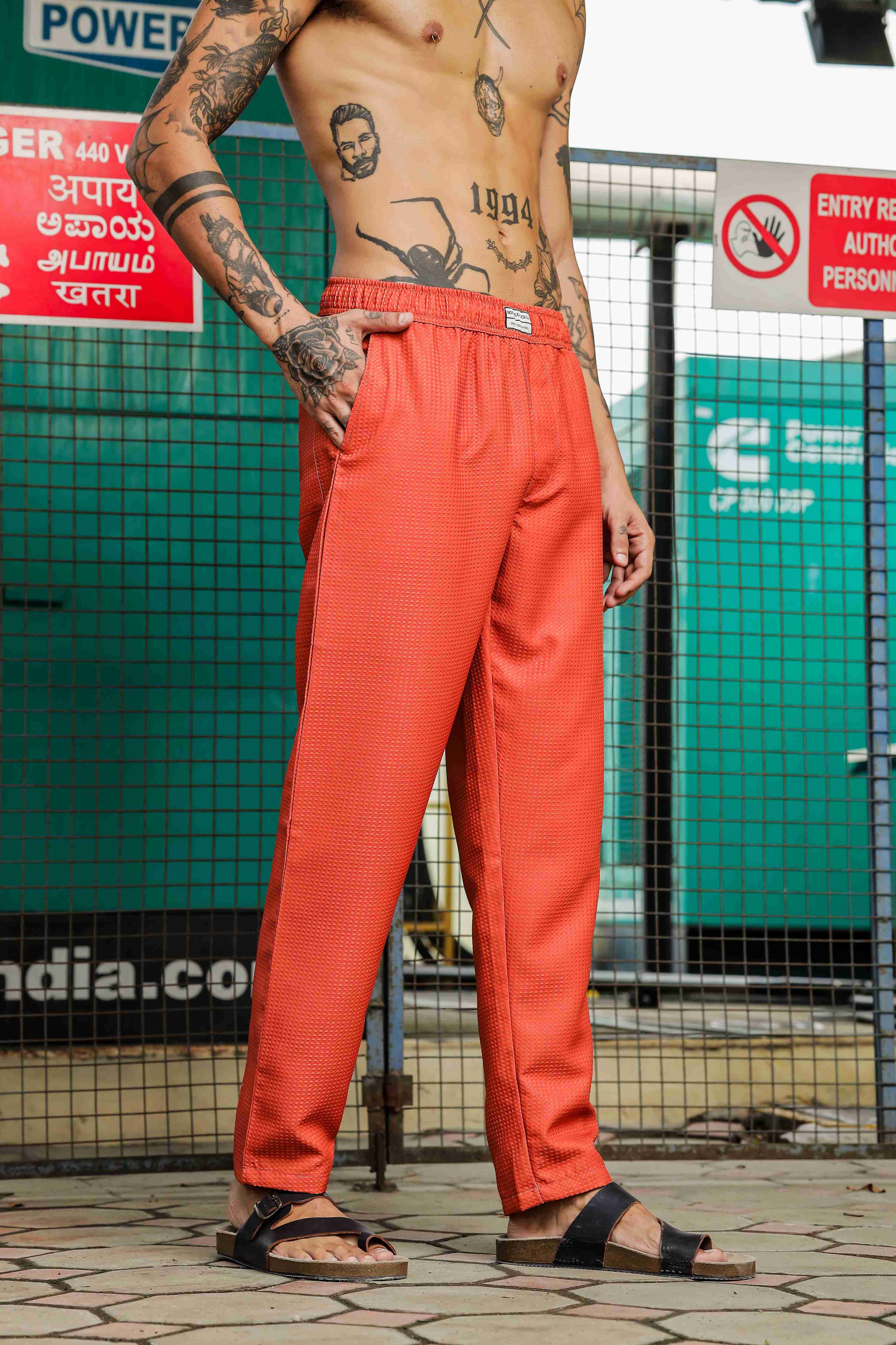 Rust Textured Relaxed Fit All Day Pants