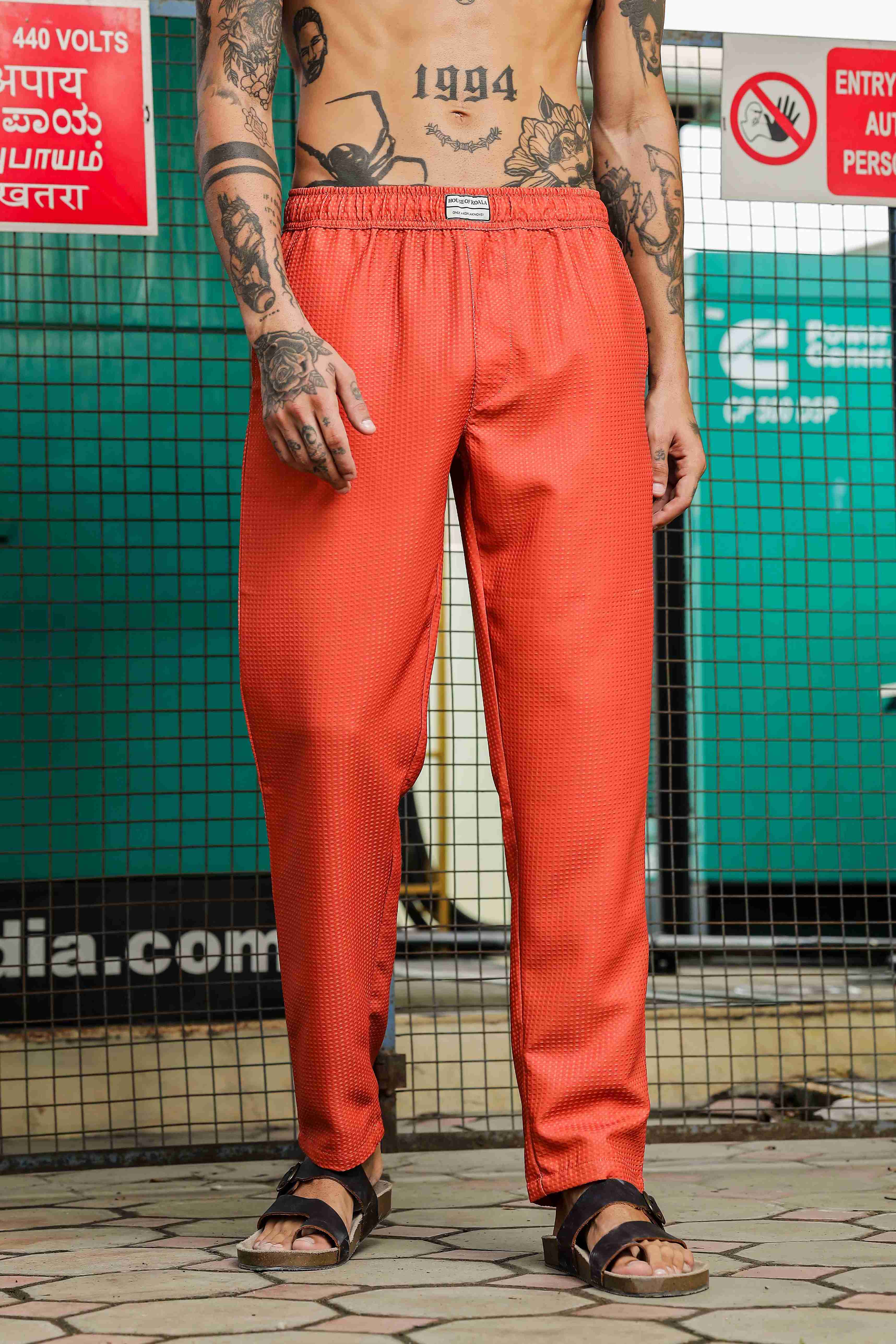 Rust Textured Relaxed Fit All Day Pants