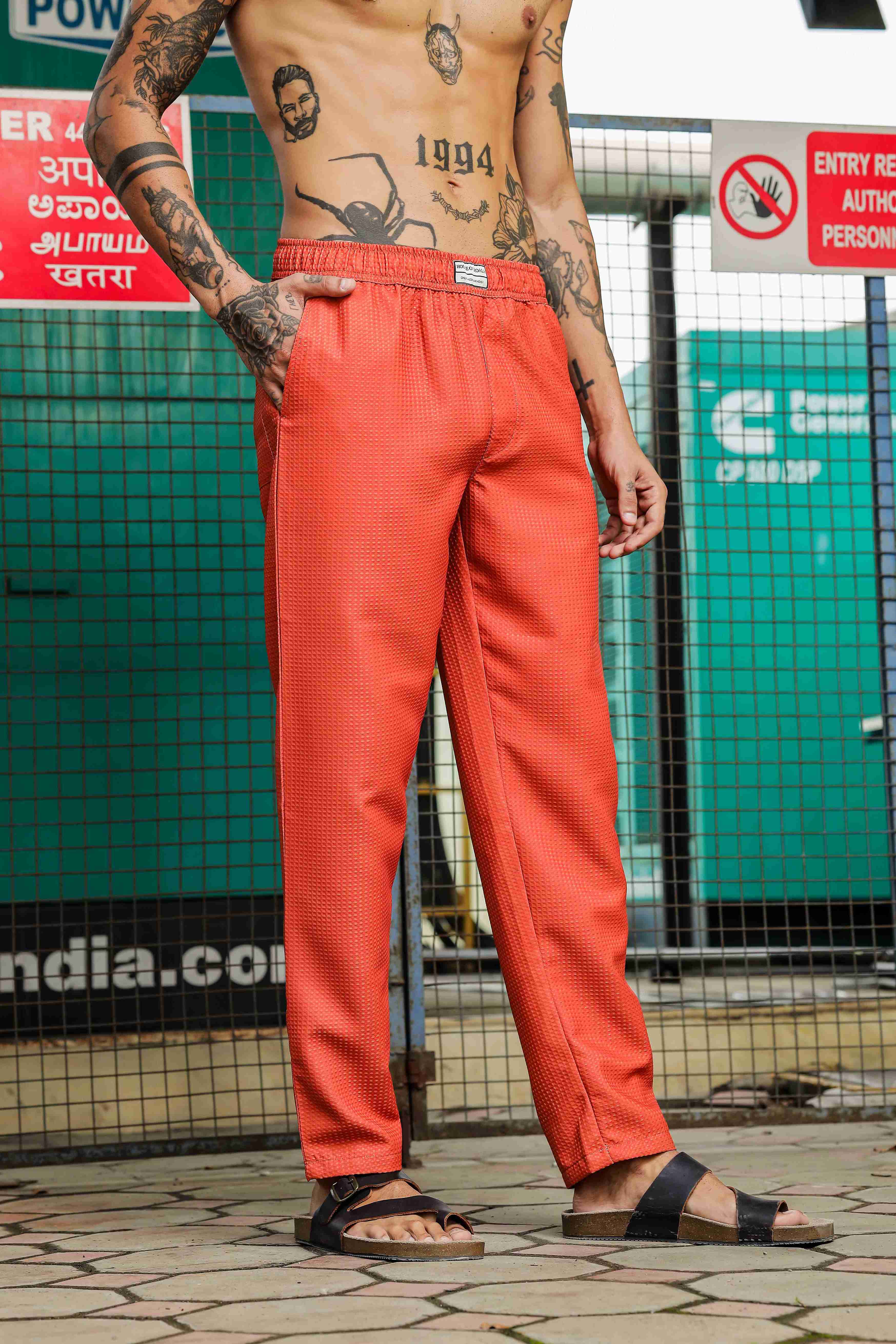 Rust Textured Relaxed Fit All Day Pants