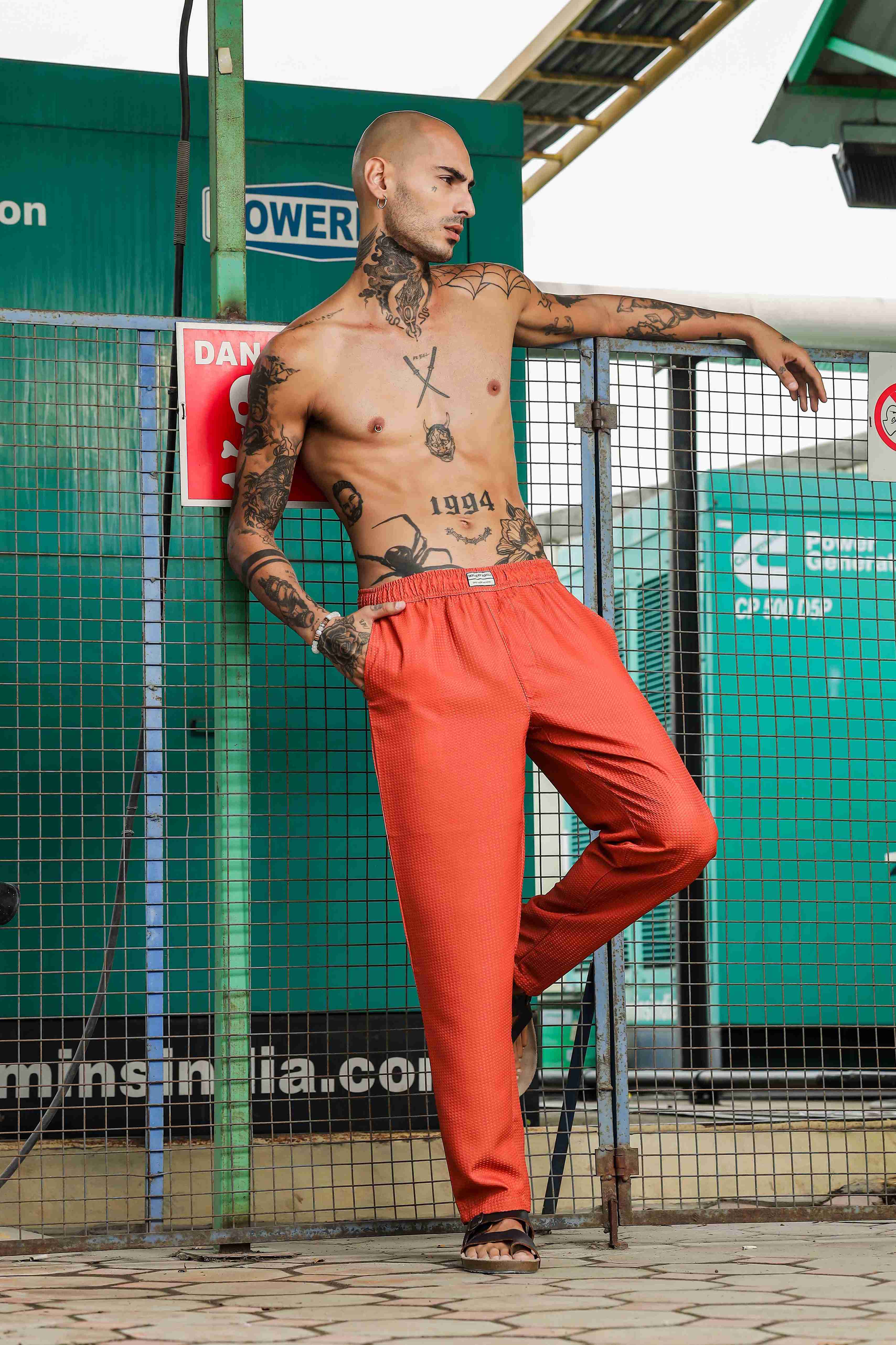 Rust Textured Relaxed Fit All Day Pants