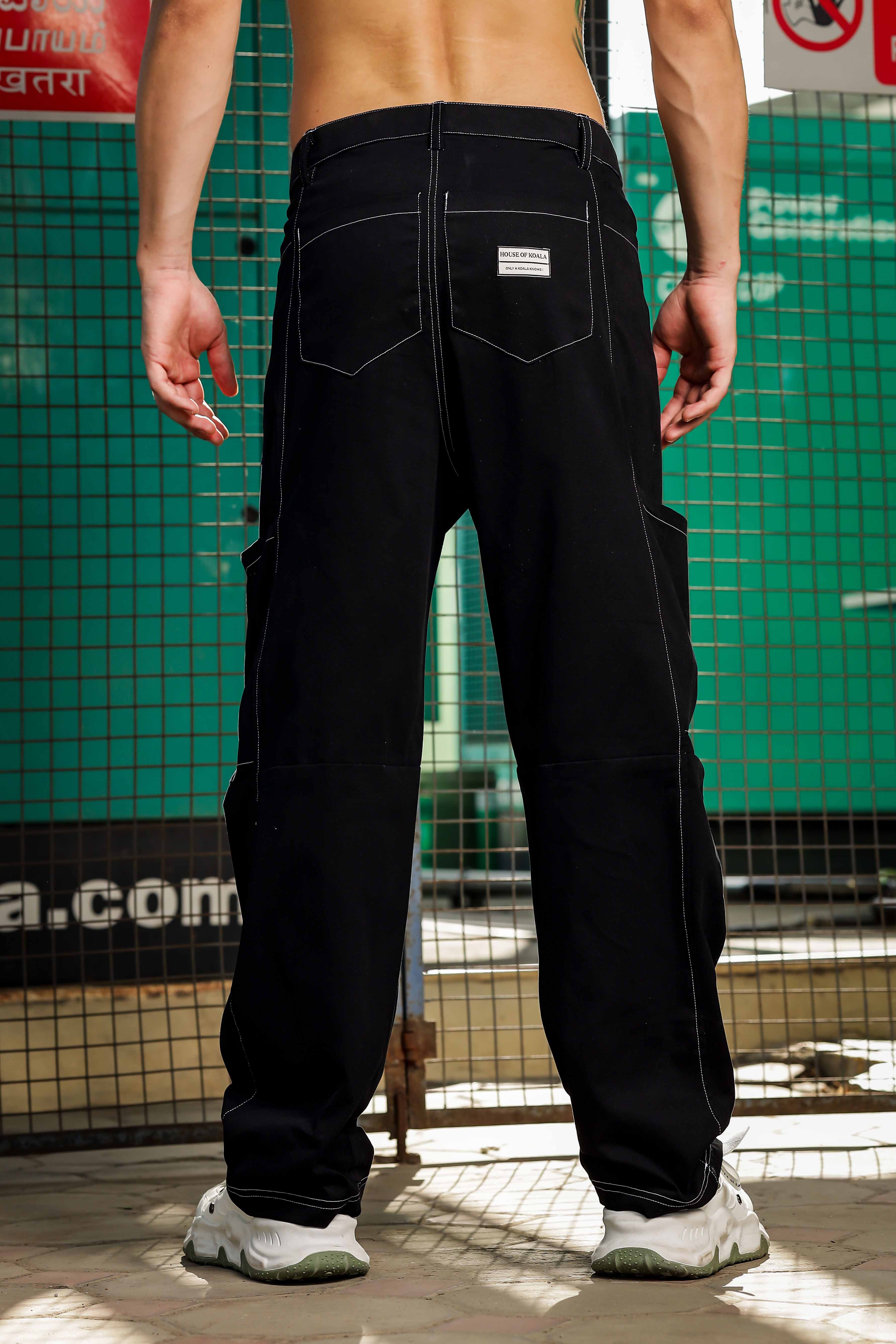 Unisex Baggy Fit Mid Rise Pure Cotton Cargos Trousers