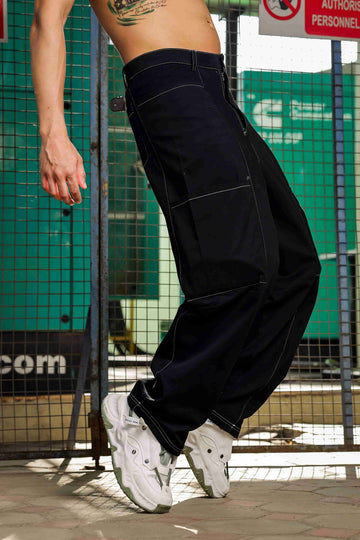 Unisex Baggy Fit Mid Rise Pure Cotton Cargos Trousers