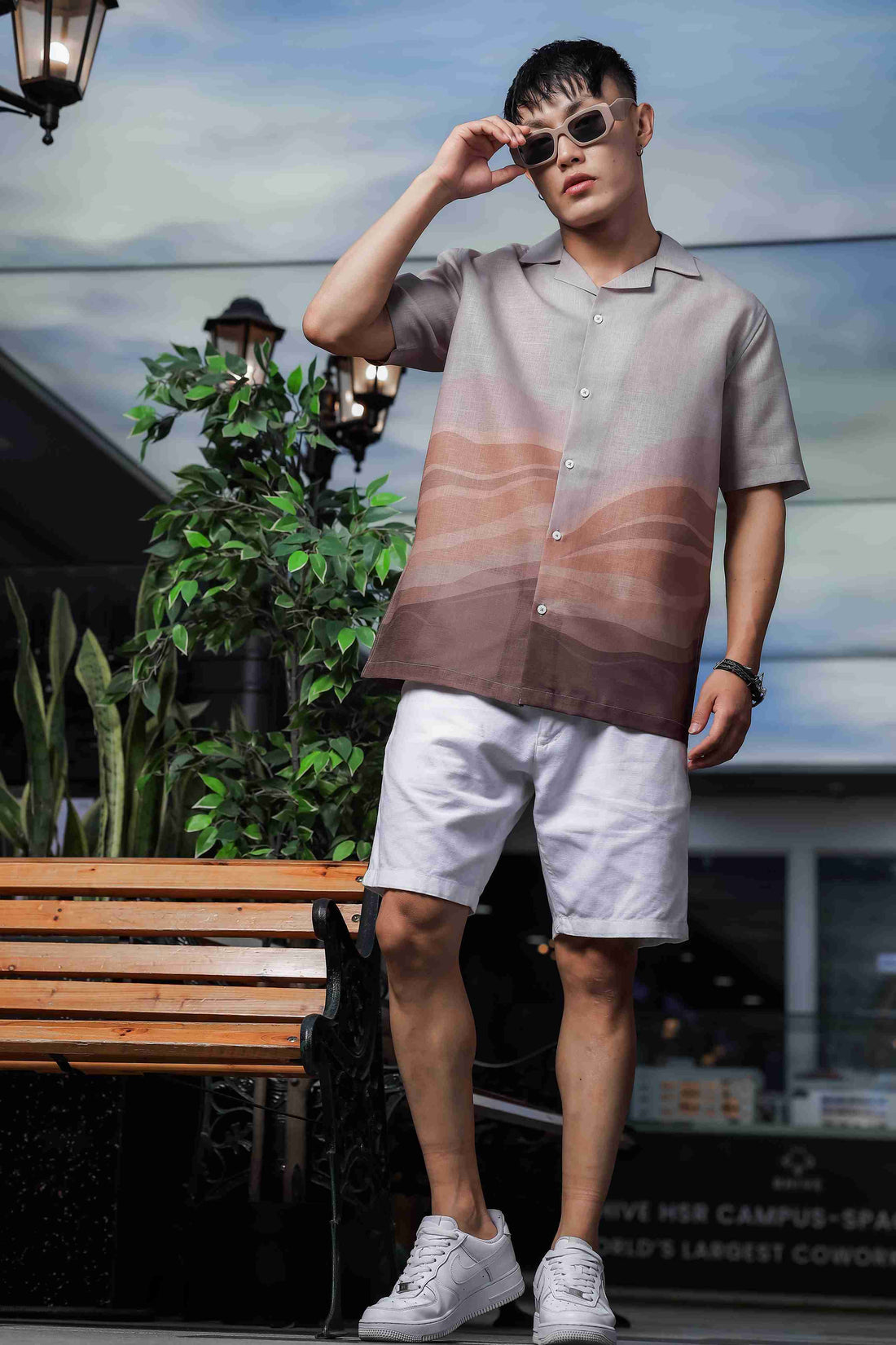 Brown Ombre Cuban Collar Relaxed Fit Resort Shirt