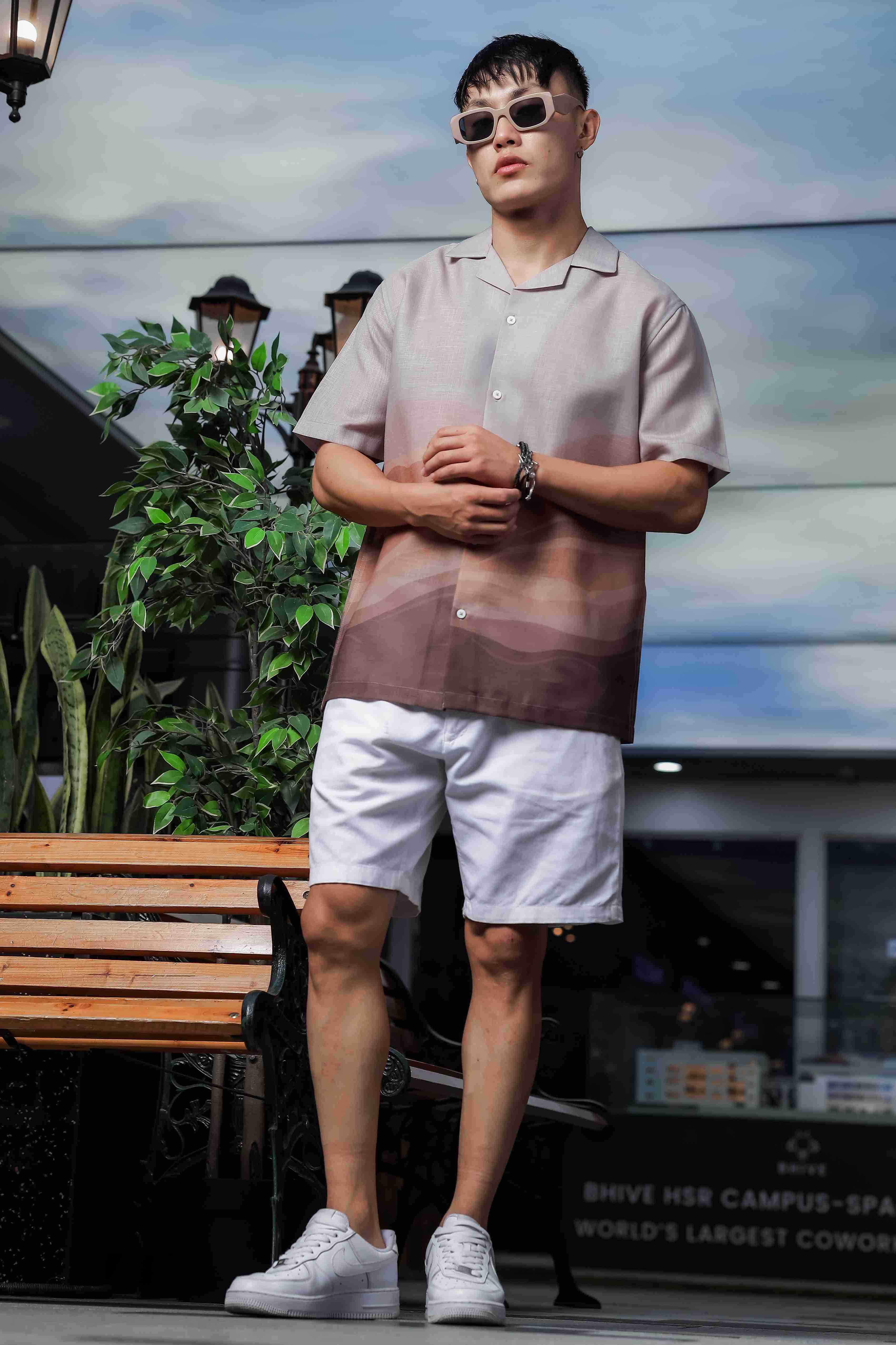 Brown Ombre Cuban Collar Relaxed Fit Resort Shirt