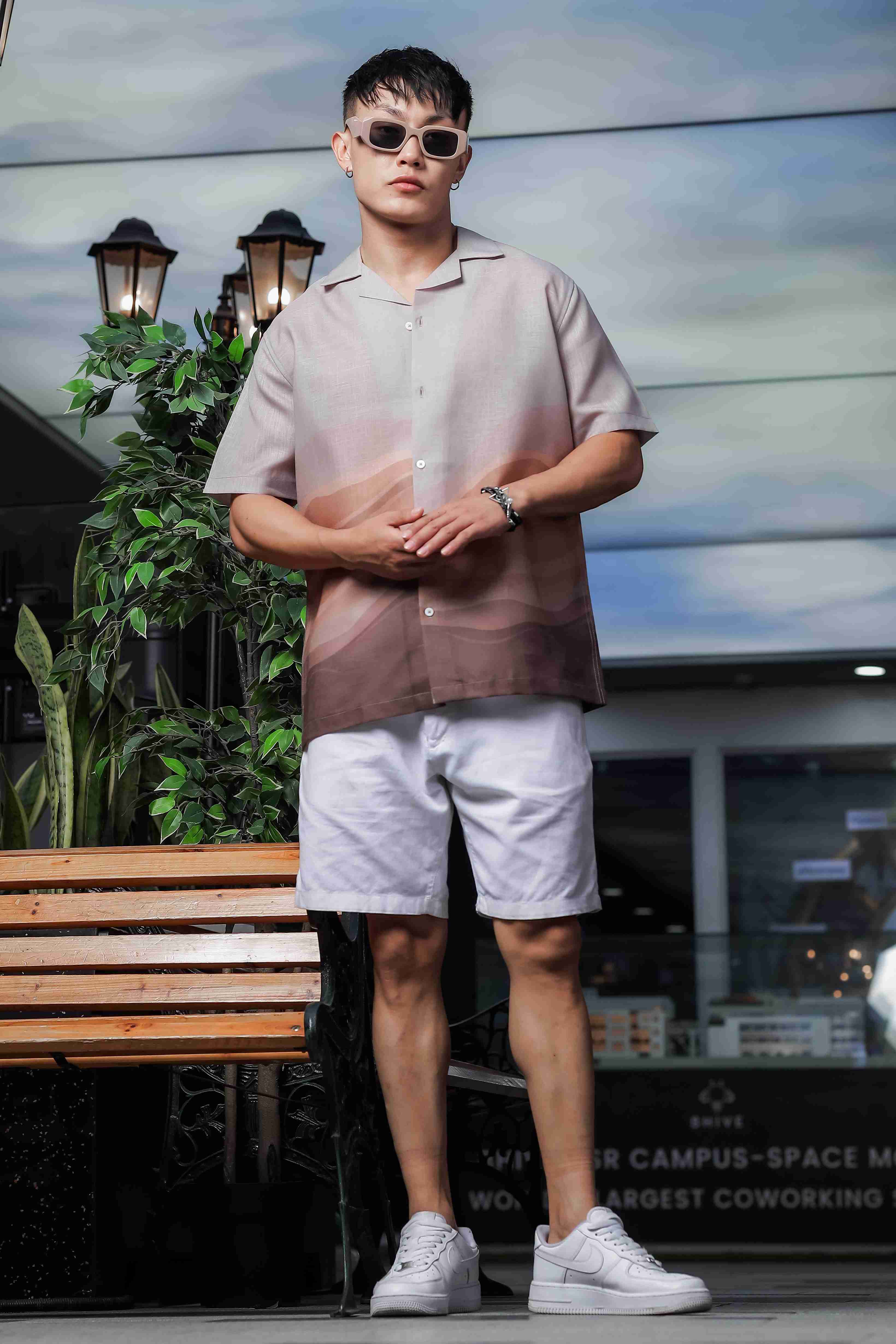 Brown Ombre Cuban Collar Relaxed Fit Resort Shirt