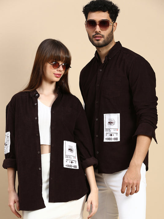 Unisex Relaxed Fit Brown Corduroy Shirt