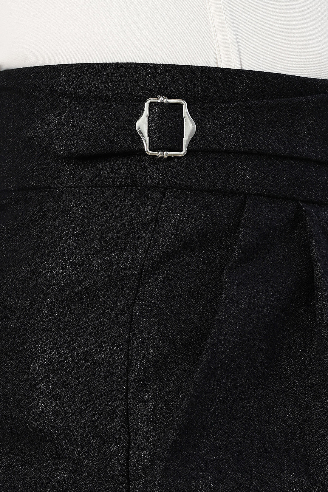 Black Premium Tweed Blend Gurkha Trousers with Double Pleated Front