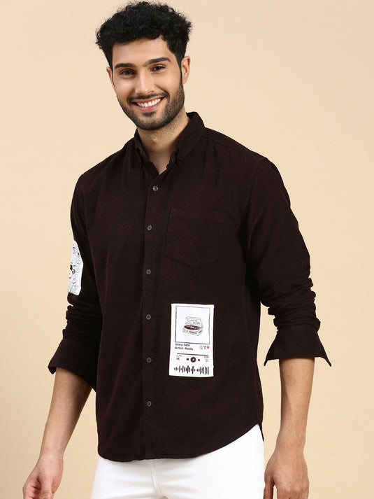 Unisex Relaxed Fit Brown Corduroy Shirt