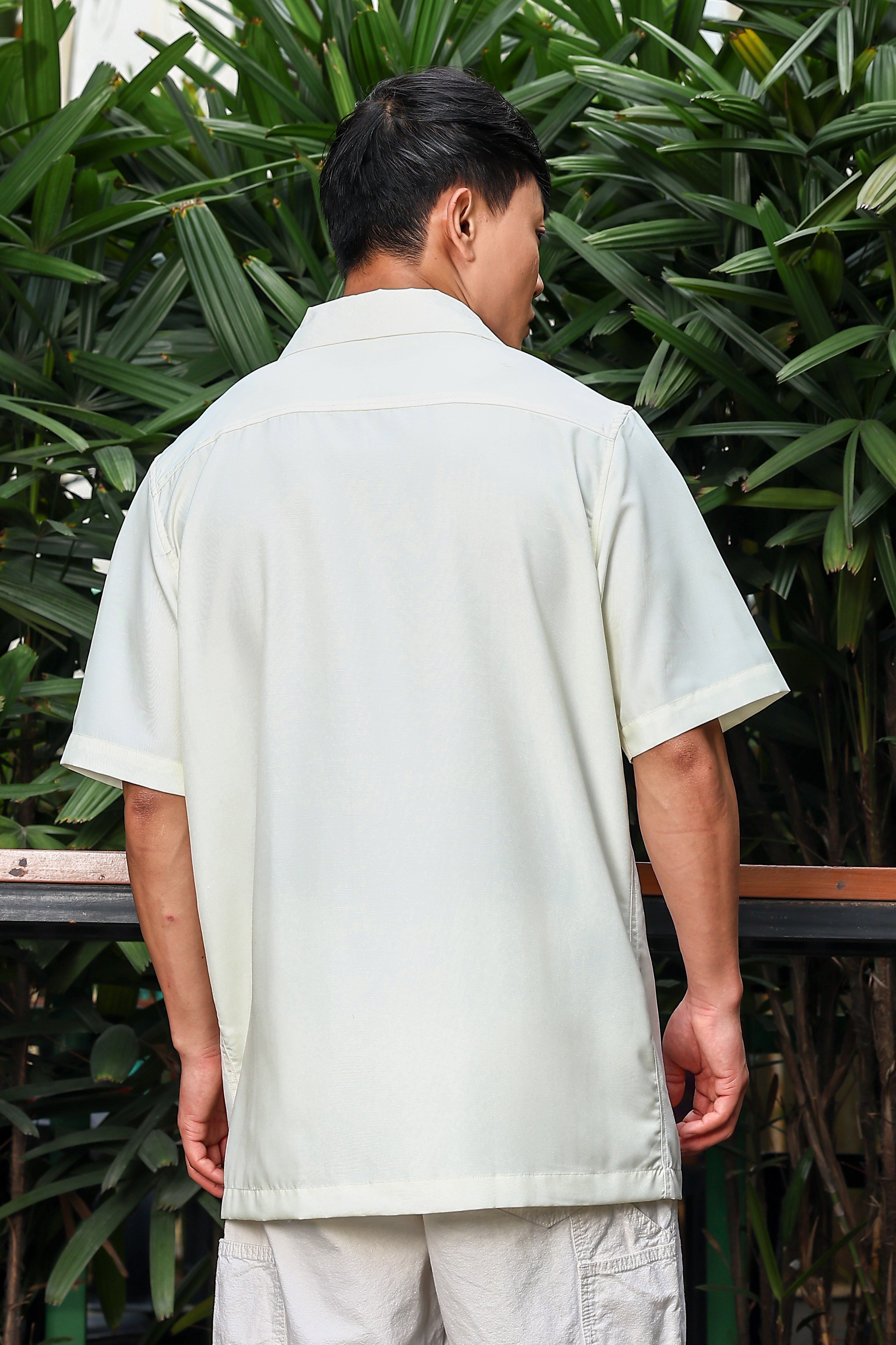 Men Placement Print Yellow Classic Relaxed Fit Resort Shirt