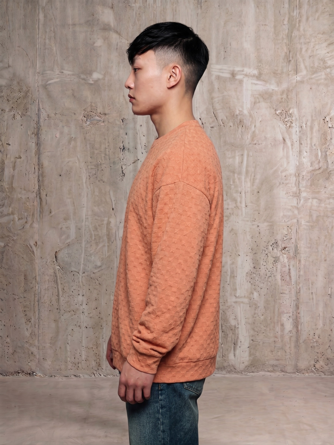 Unisex Brown Textured Relaxed Fit Full Sleeve T-Shirt & Shorts Co-ord Set