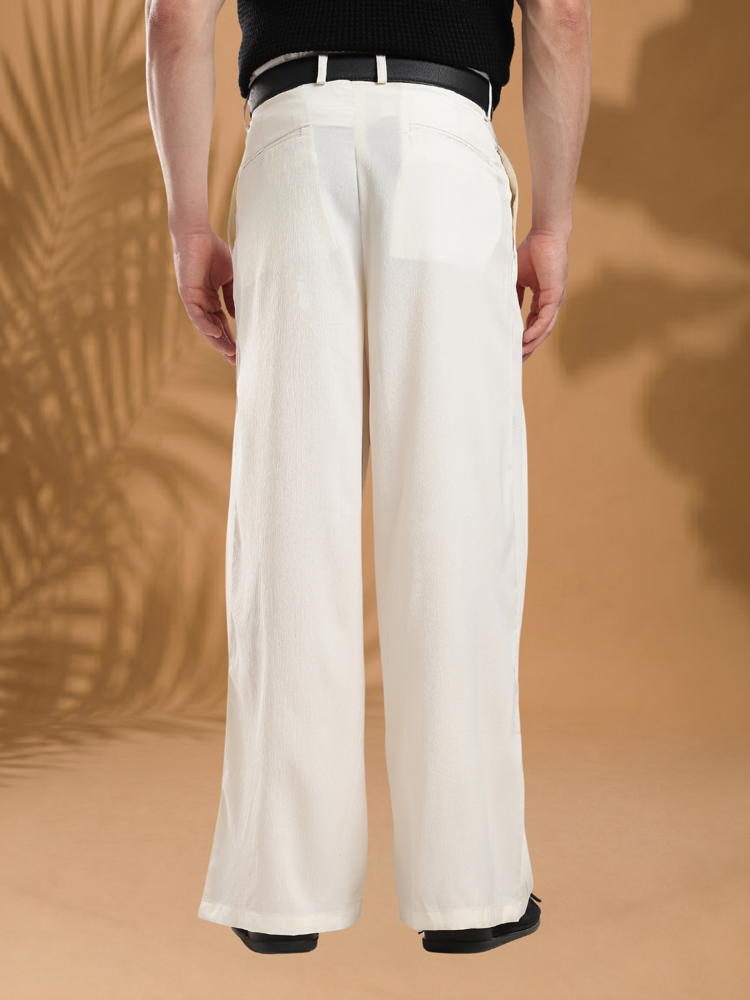 Cream Wide Leg Samurai Trousers with Pleated Front