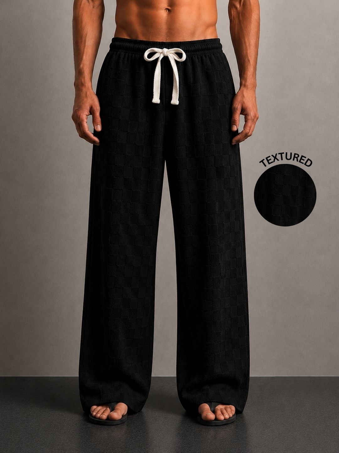 Black Textured Oversized Full Sleeve Polo Neck Tee & Trackpant Co-ord Set