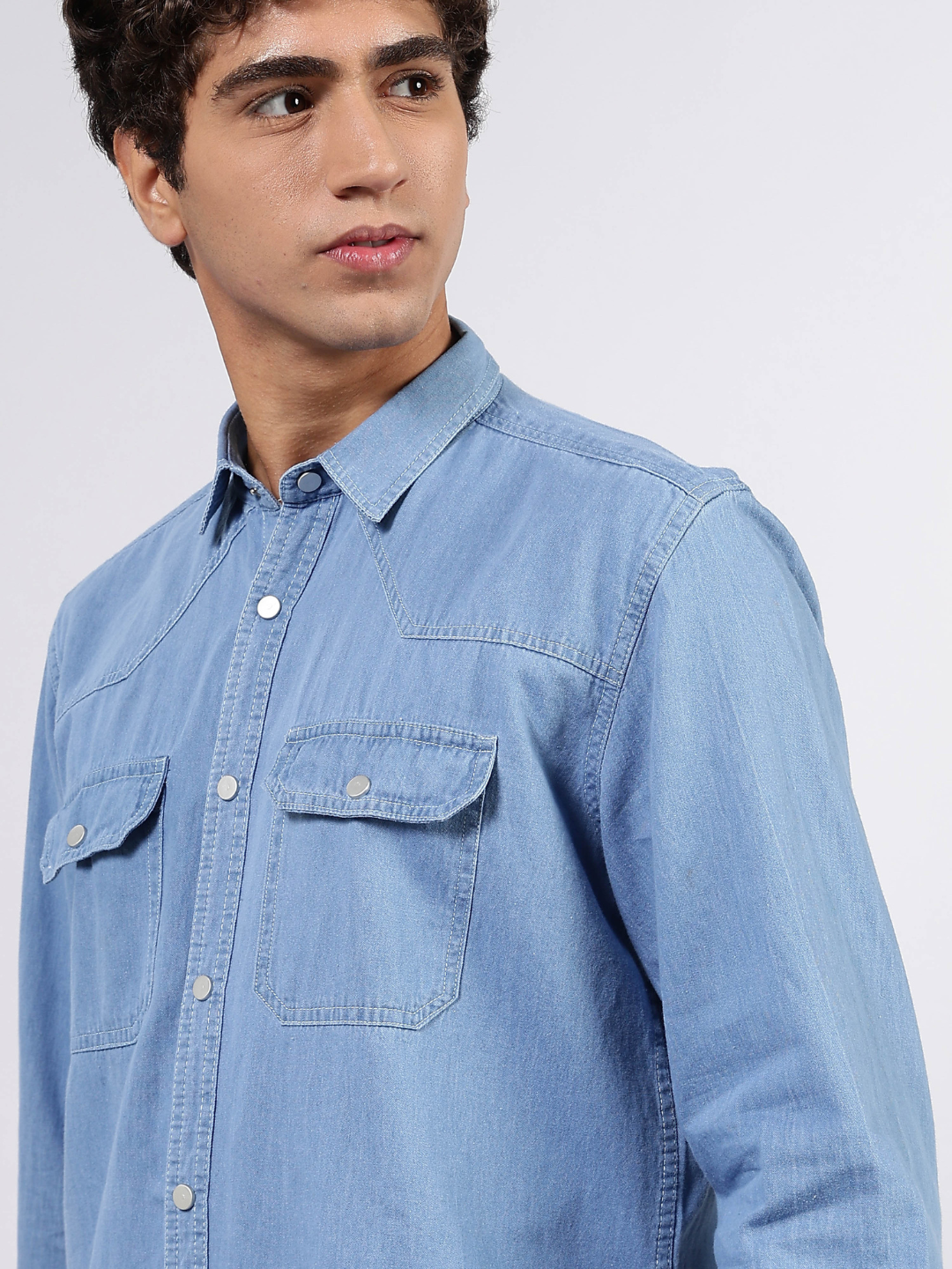 Co-Ord Set Blue Premium Denim Gurkha Pant & Full Shirt Relaxed Fit