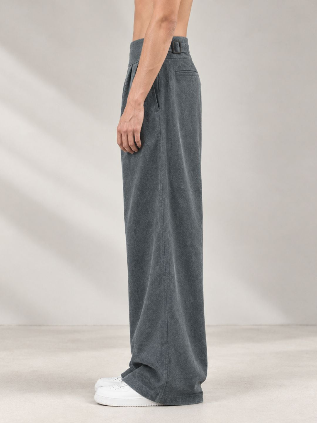 Grey Corduroy Gurkha Trousers with Double Pleated Front