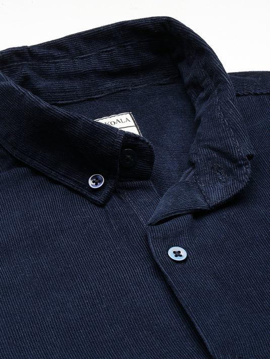 Unisex Relaxed Fit Navy Blue Corduroy Shirt