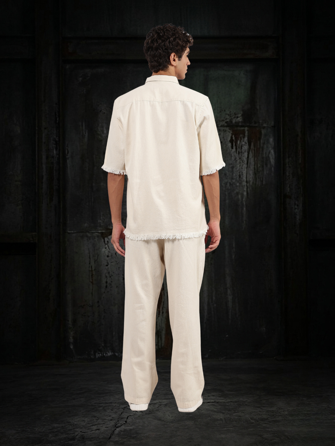 Co-Ord Set Off-White Premium Denim Gurkha Pant & Half Sleeve Shirt Relaxed Fit
