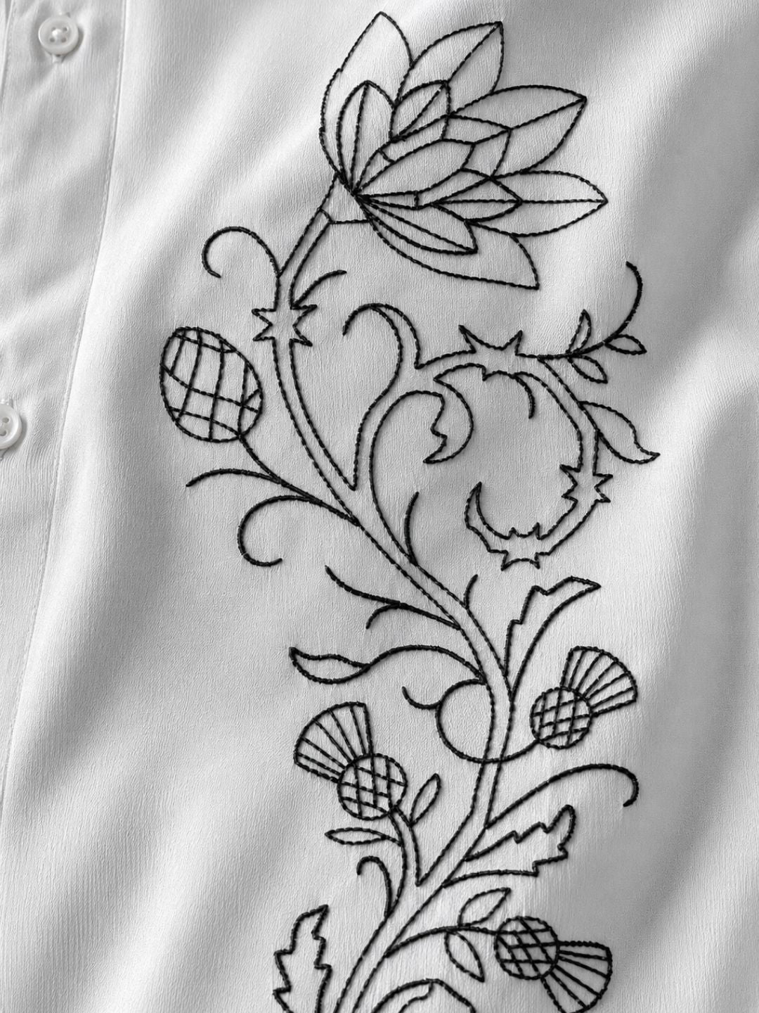 White Embroidered Relaxed Fit Oversized Half Sleeve Casual Resort Shirt