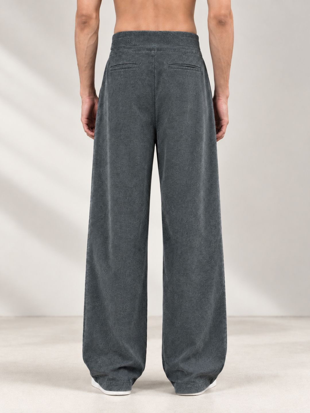 Grey Corduroy Gurkha Trousers with Double Pleated Front