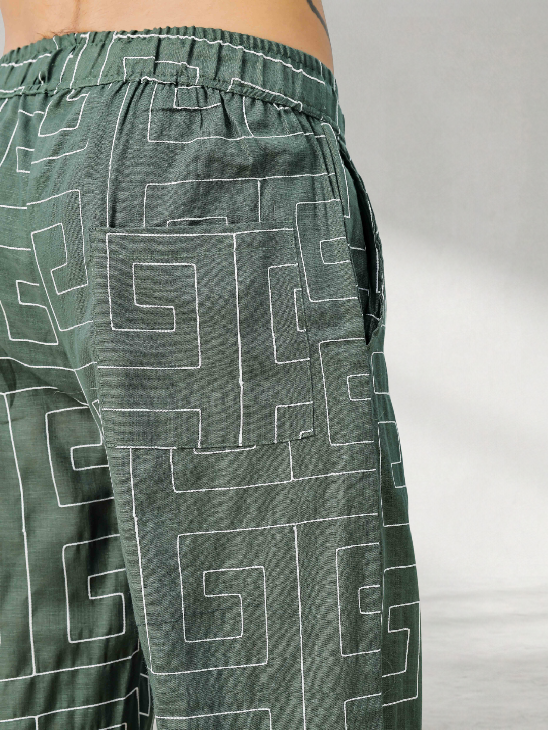 Olive Linen Blend Textured All Day Pants
