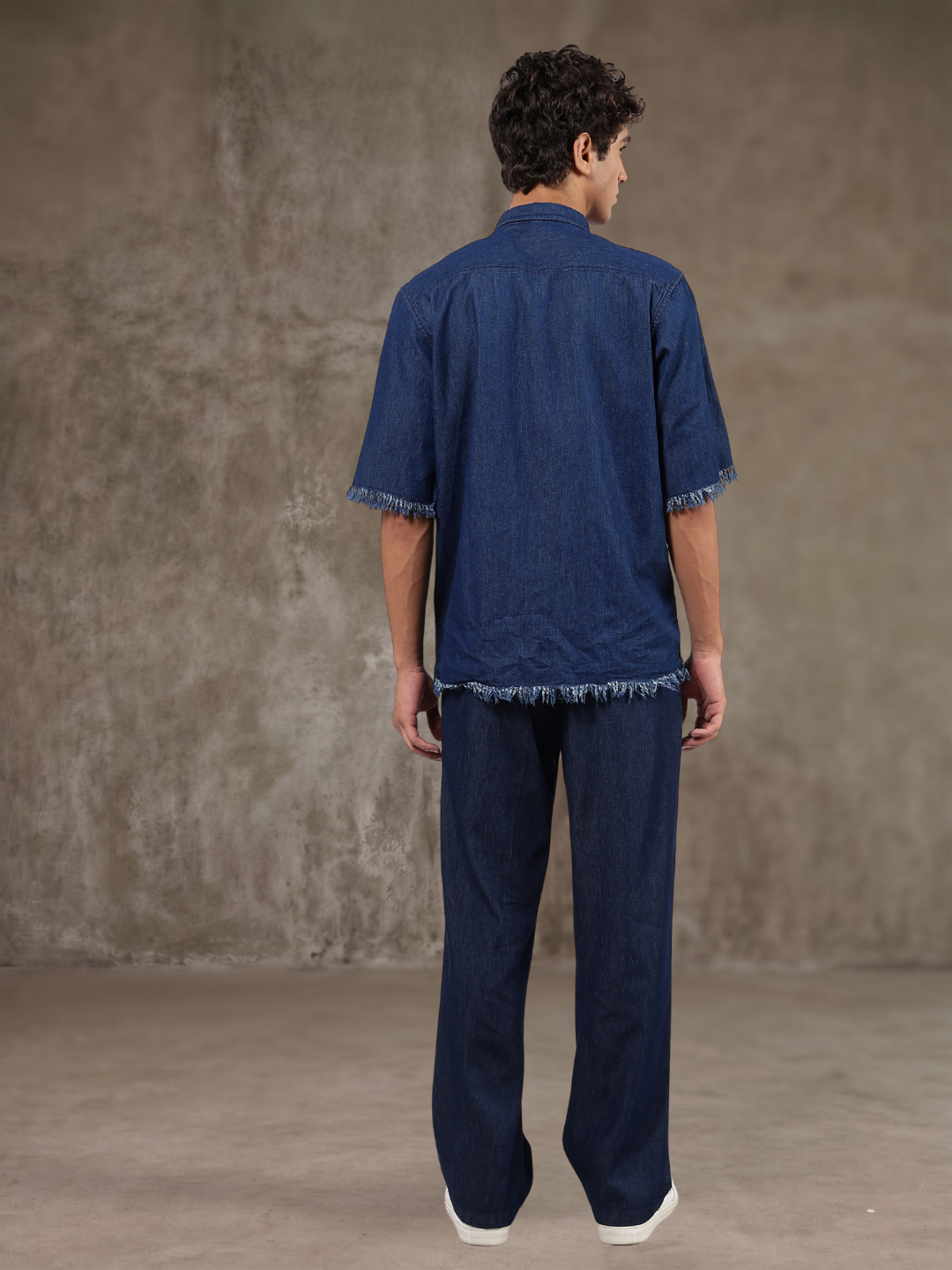 Co-Ord Set Navy Blue Premium Denim Gurkha Pant & Half Sleeve Shirt Relaxed Fit