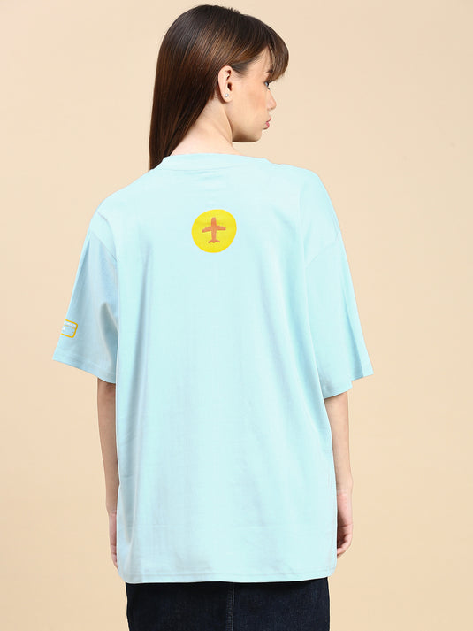 Unisex Oversized Fit Freddo Blue Tshirt