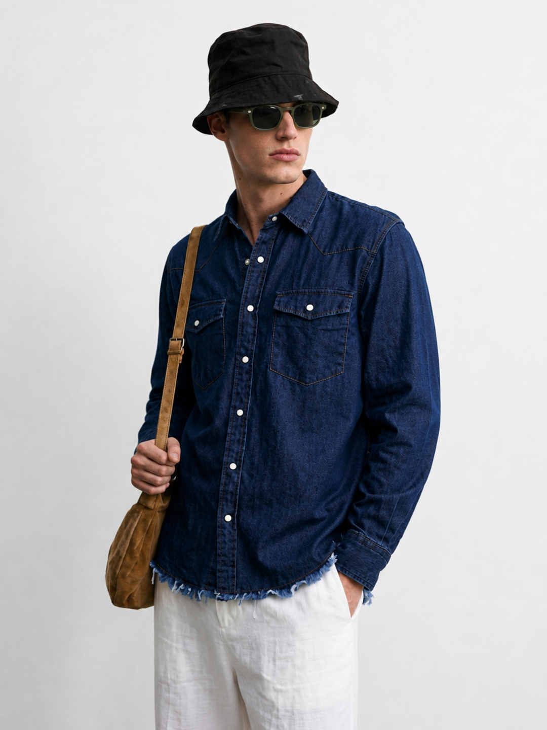 Denim Co-ord Set Navy Blue Parachute Baggy Denim Pant & Full Shirt Relaxed Fit