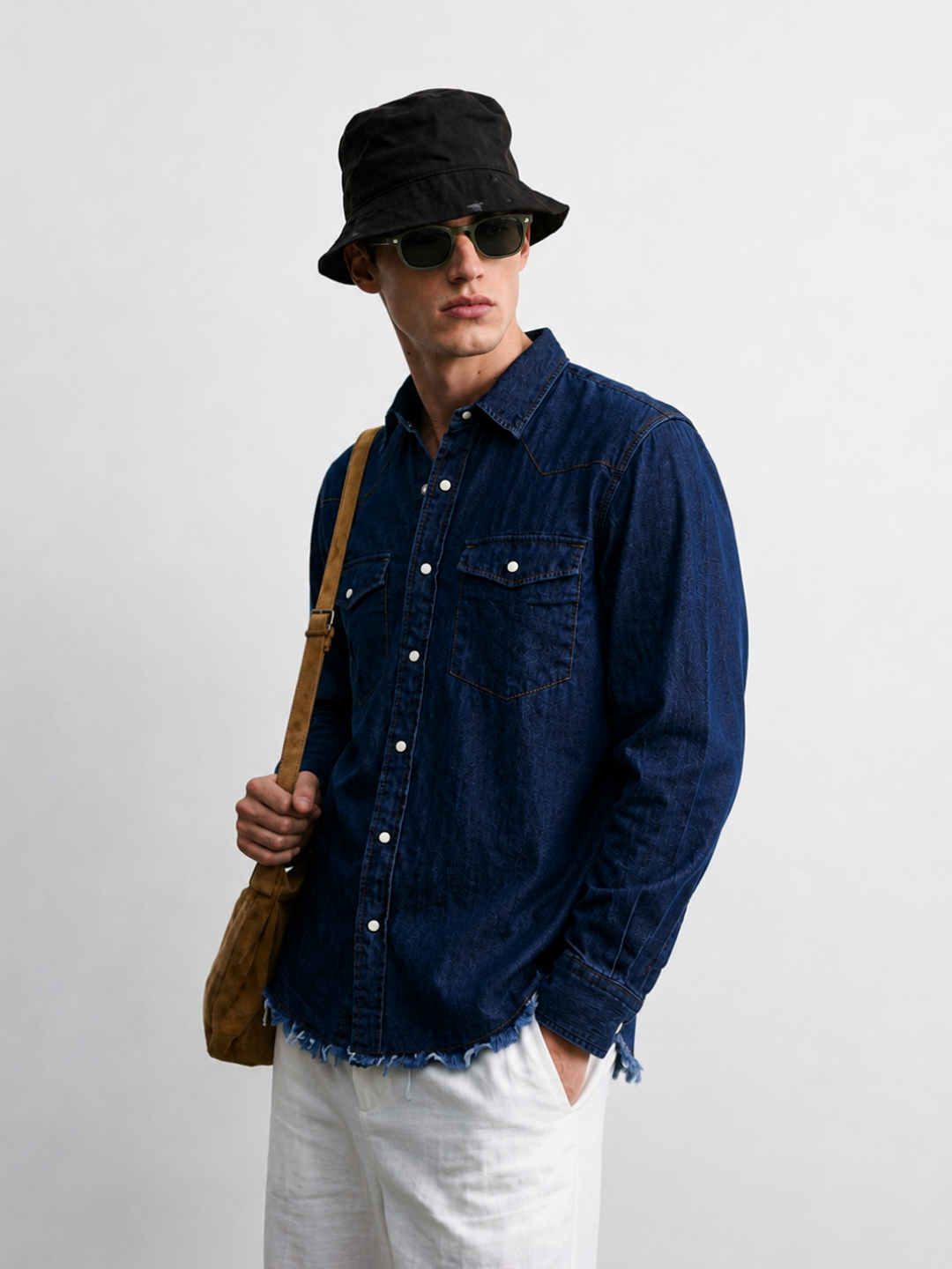 Denim Co-ord Set Navy Blue Parachute Baggy Denim Pant & Full Shirt Relaxed Fit