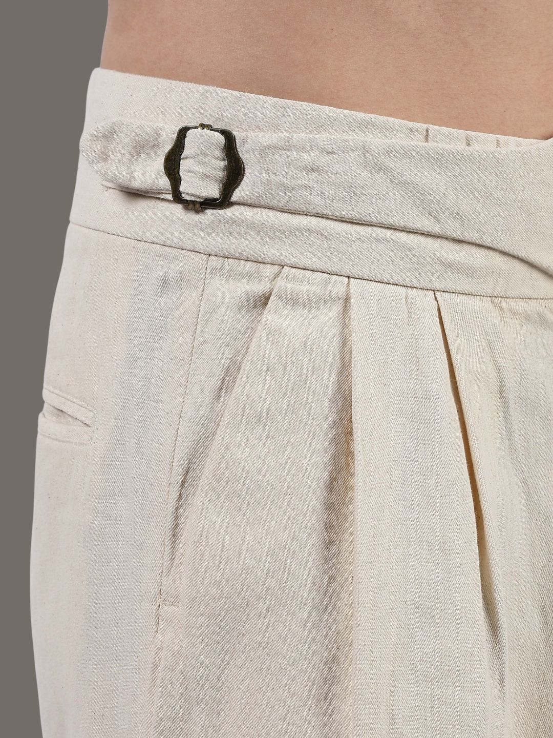 Co-Ord Set Off-White Premium Denim Gurkha Pant & Half Sleeve Shirt Relaxed Fit