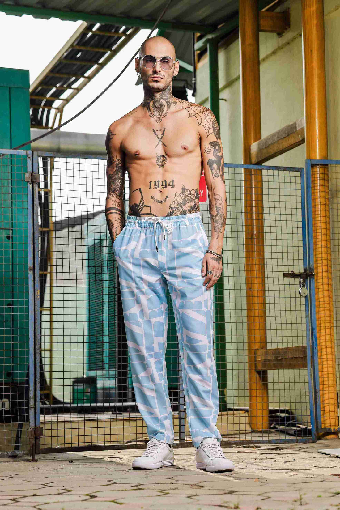 Blue Abstract Print Relaxed Fit All Day Pant