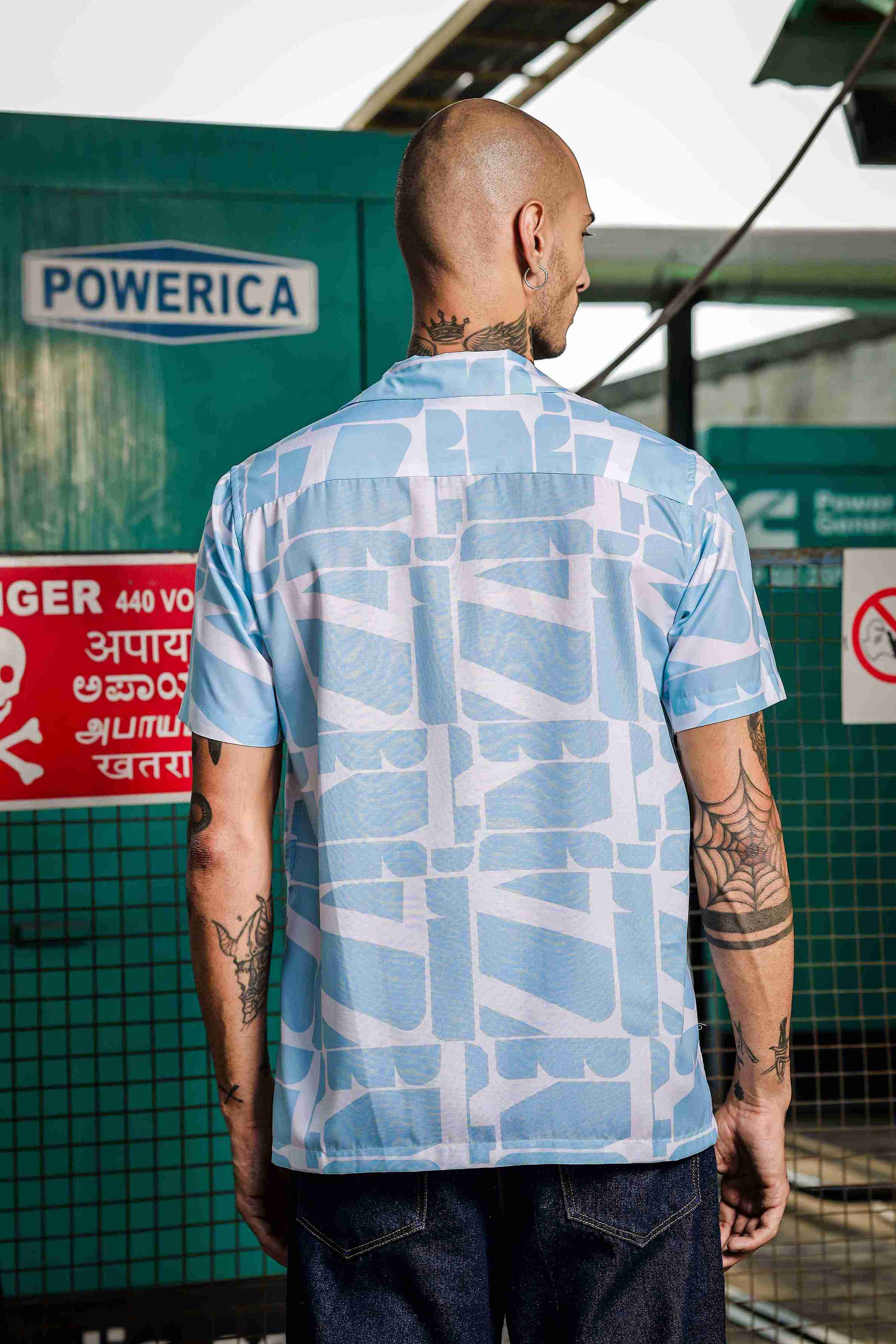 Unisex Cubano Blue Printed Relaxed Fit Resort Shirt