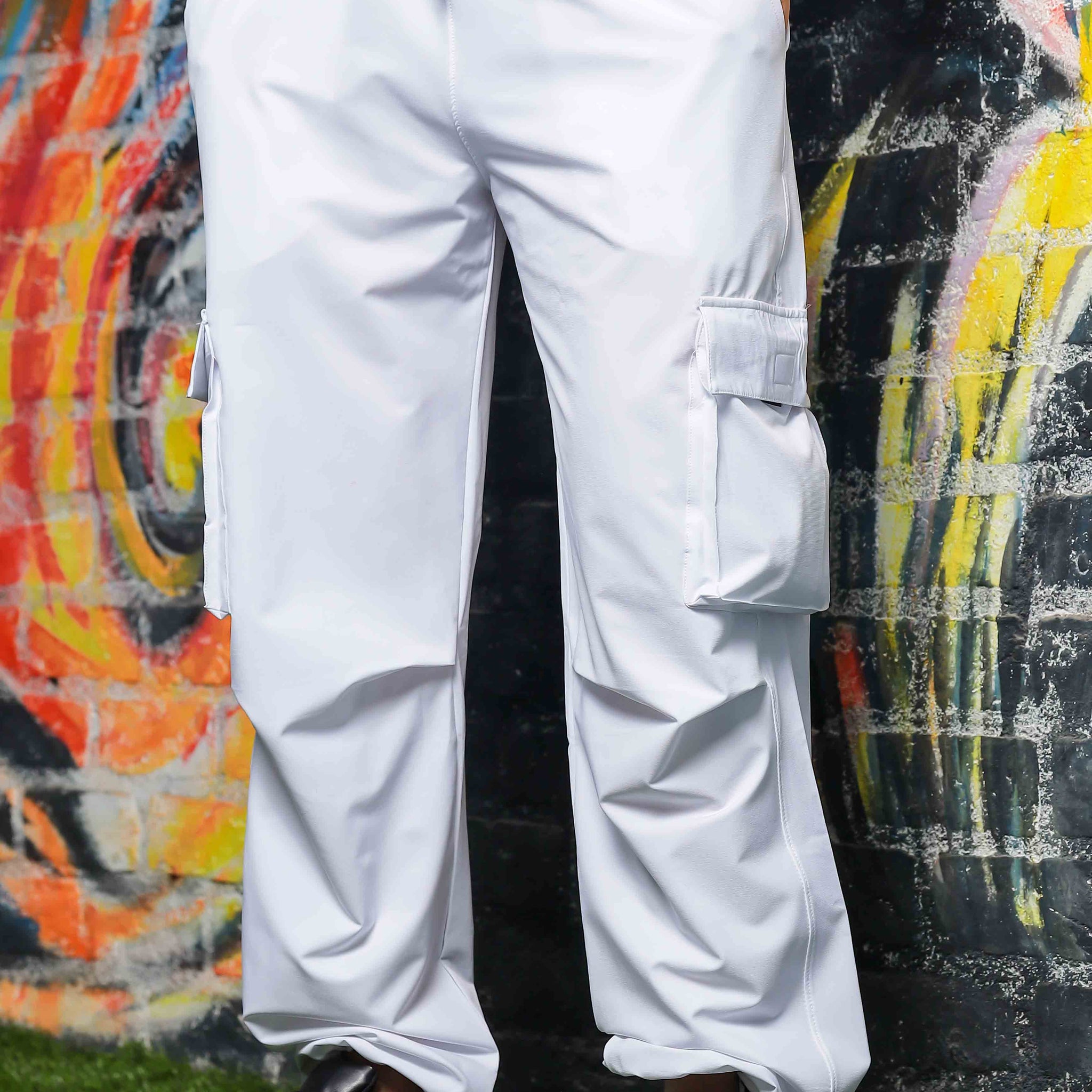 Unisex Baggy Fit White Parachute Cargo Trousers – House of Koala
