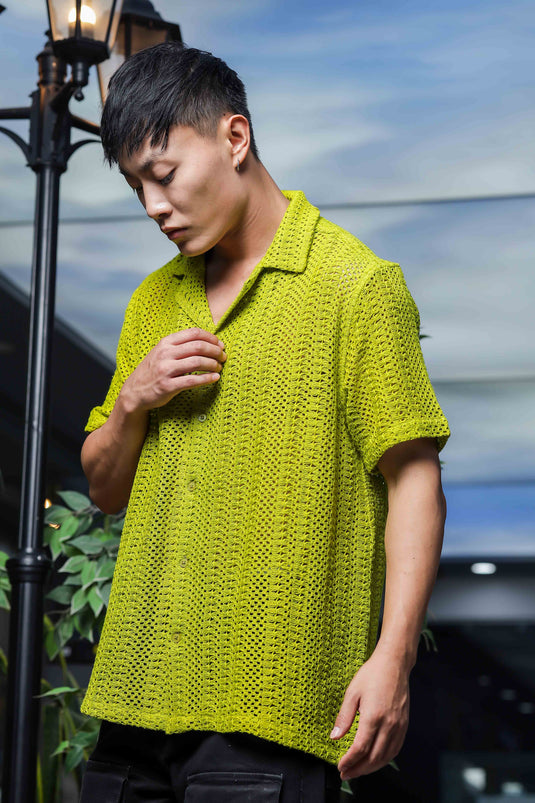 Lime Green Crochet Shirt