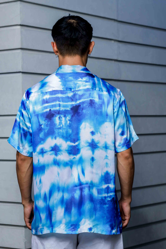 Blue Tie & Dye Shirt Satin Shirt