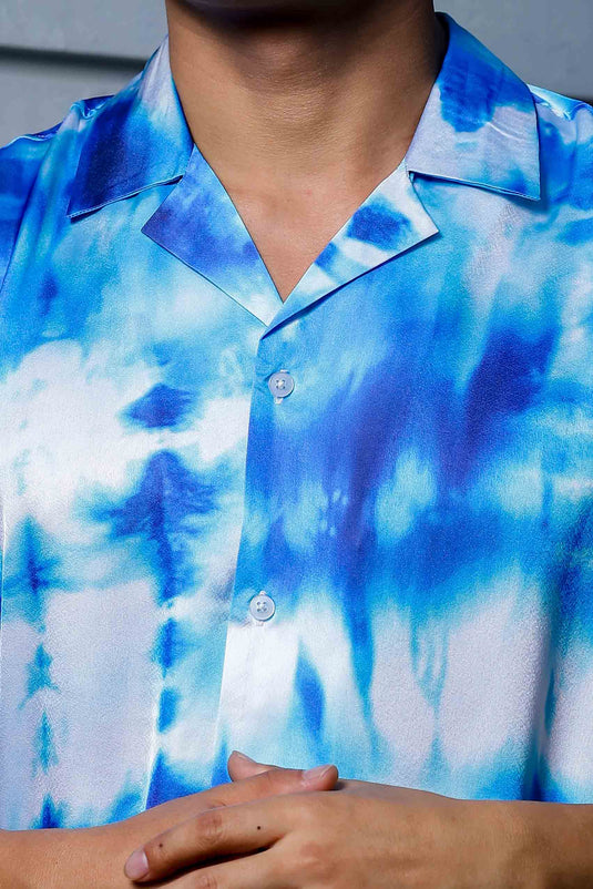 Blue Tie & Dye Shirt Satin Shirt