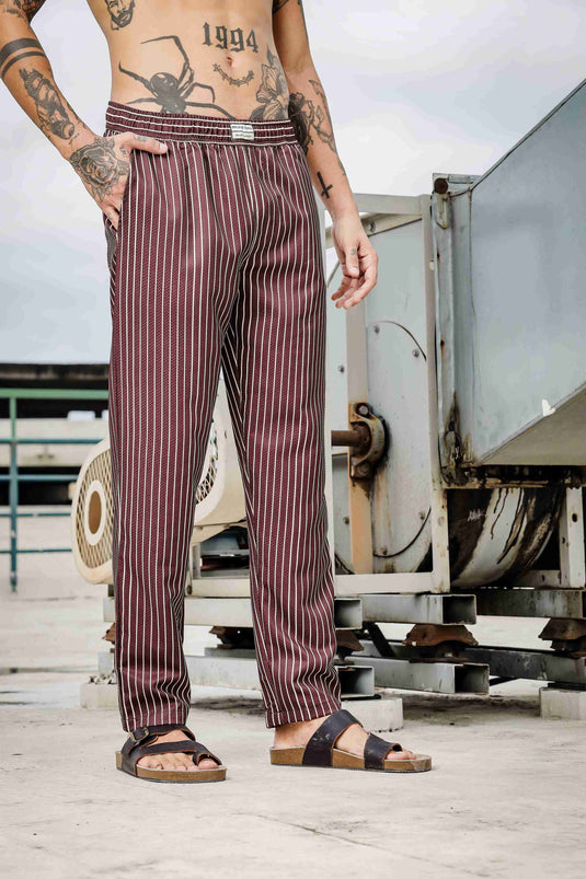 Brown Striped Textured Relaxed Fit All Day Pants