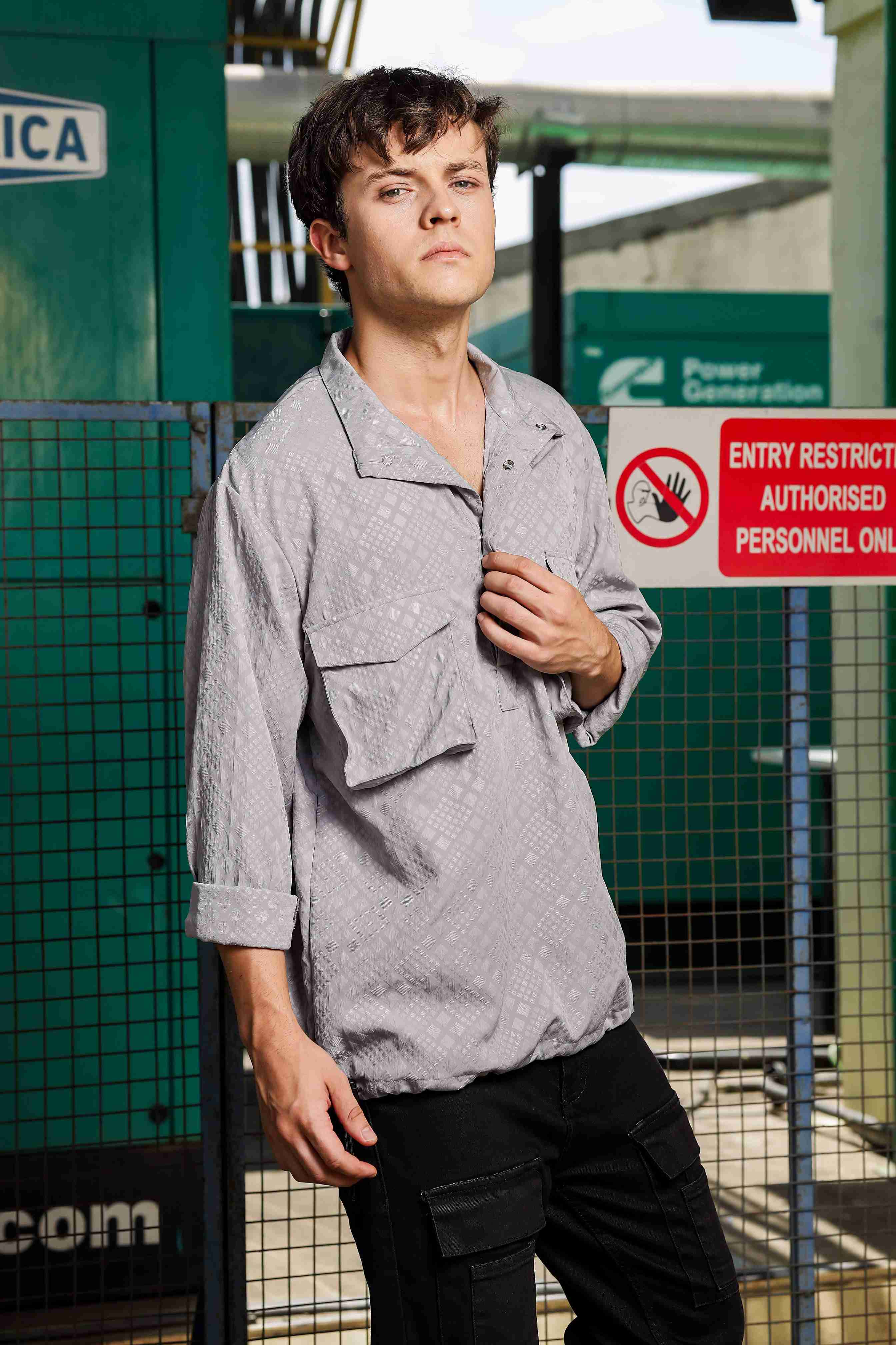 Grey Oversized Jacquard Textured Shacket Pullover – House of Koala