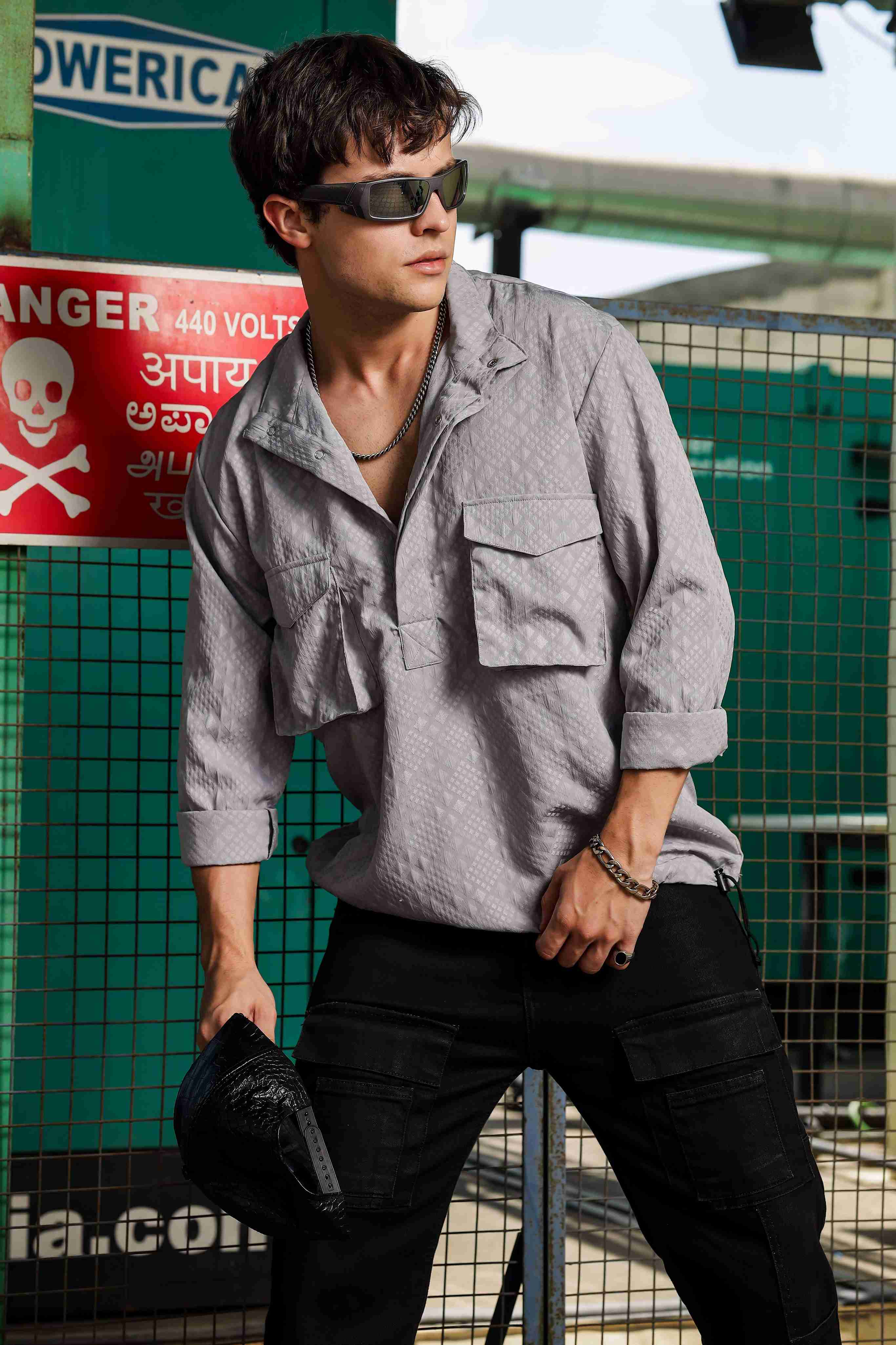 【おおお】 jacket&シャツ 8seconds Pleats Zipup Shirt Jacket Black | Jackets for Men | KOODING