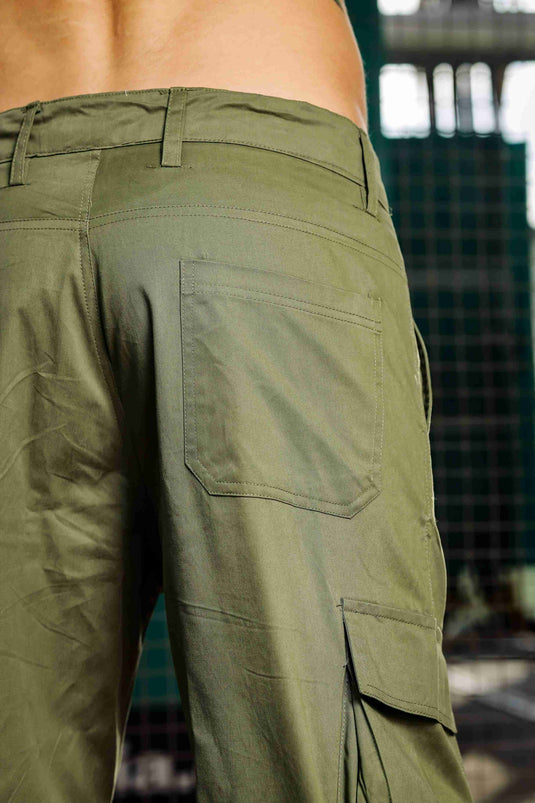 Unisex Baggy fit Olive Green Cargo Trousers