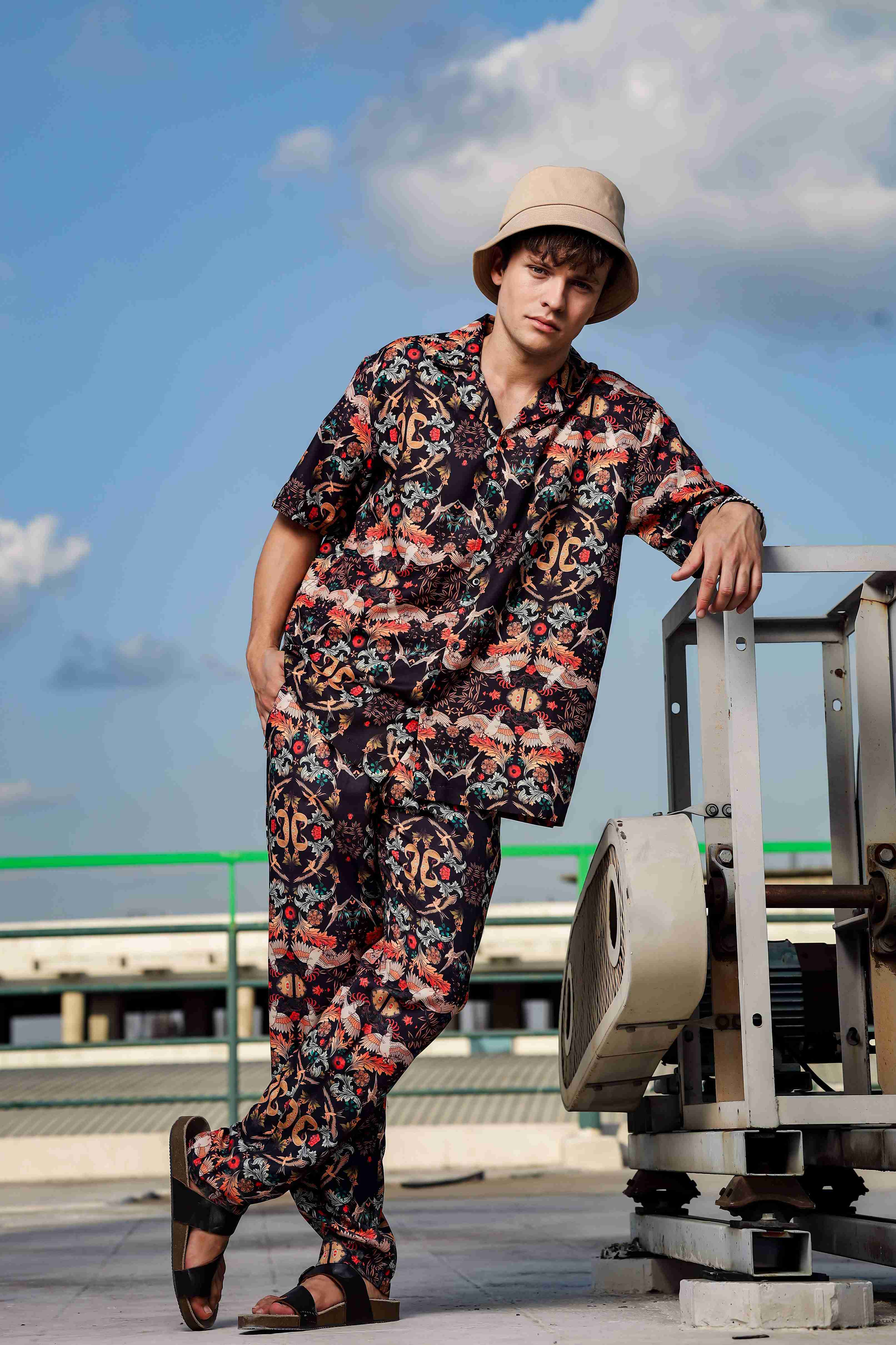 Black Abstract Printed Relaxed Fit All Day Pants