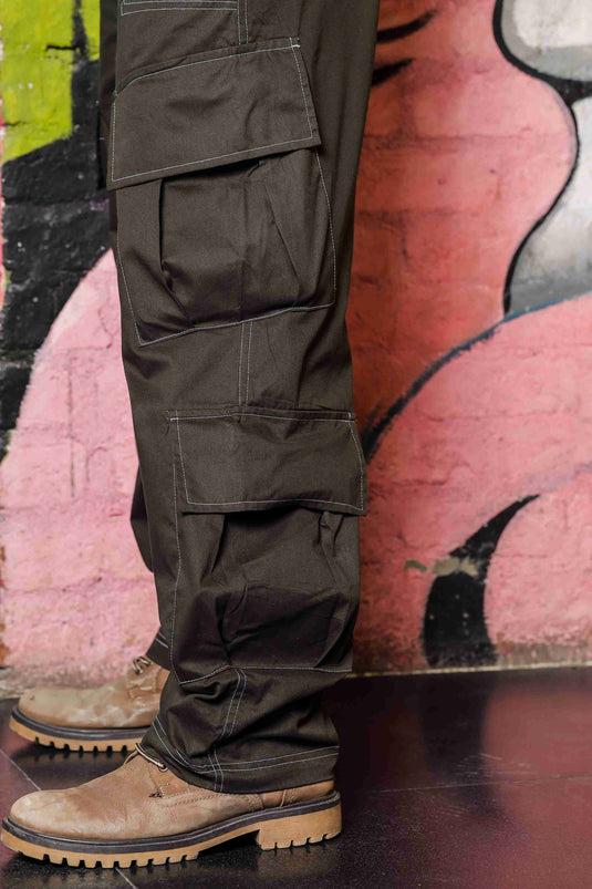 Unisex Relaxed fit Olive Baggy Cargo Trousers