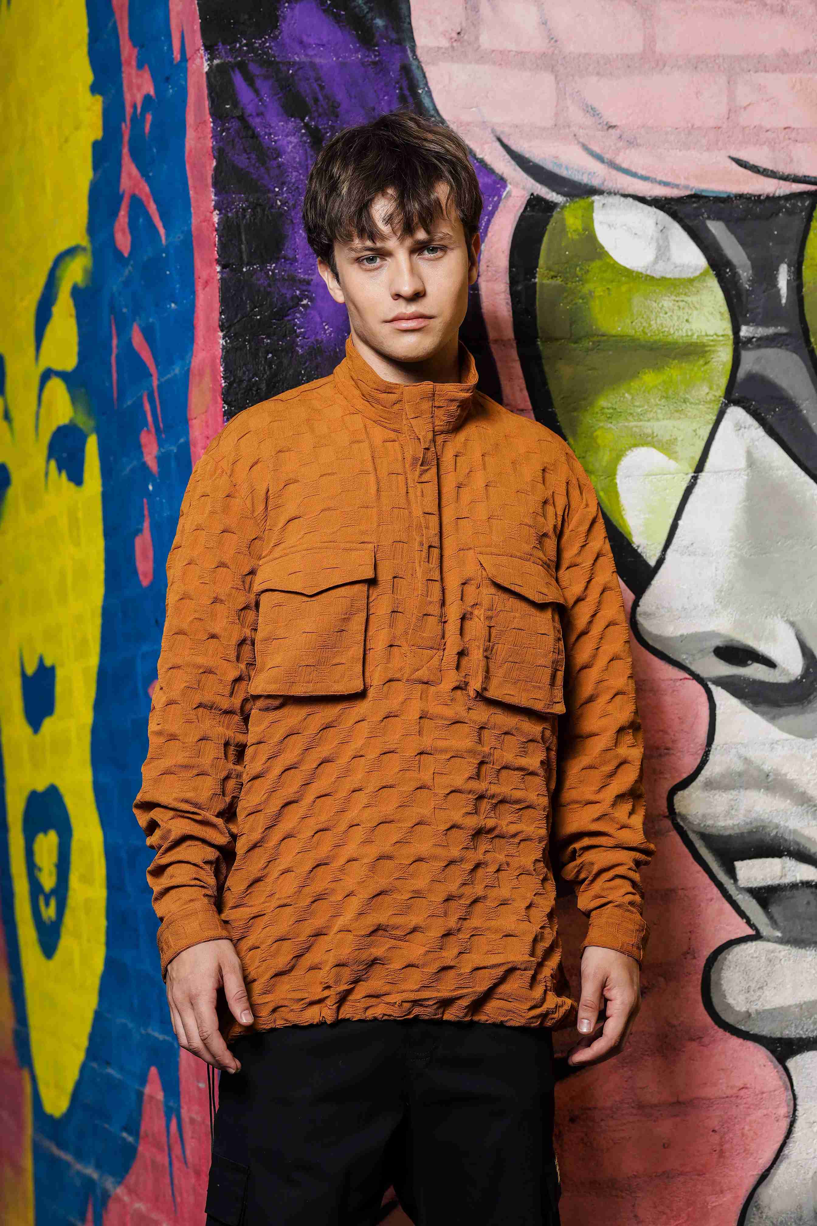 Mustard Oversized Textured Shirt Shacket