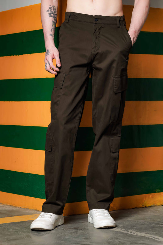 Unisex Relaxed fit Olive Baggy Cargo Trousers