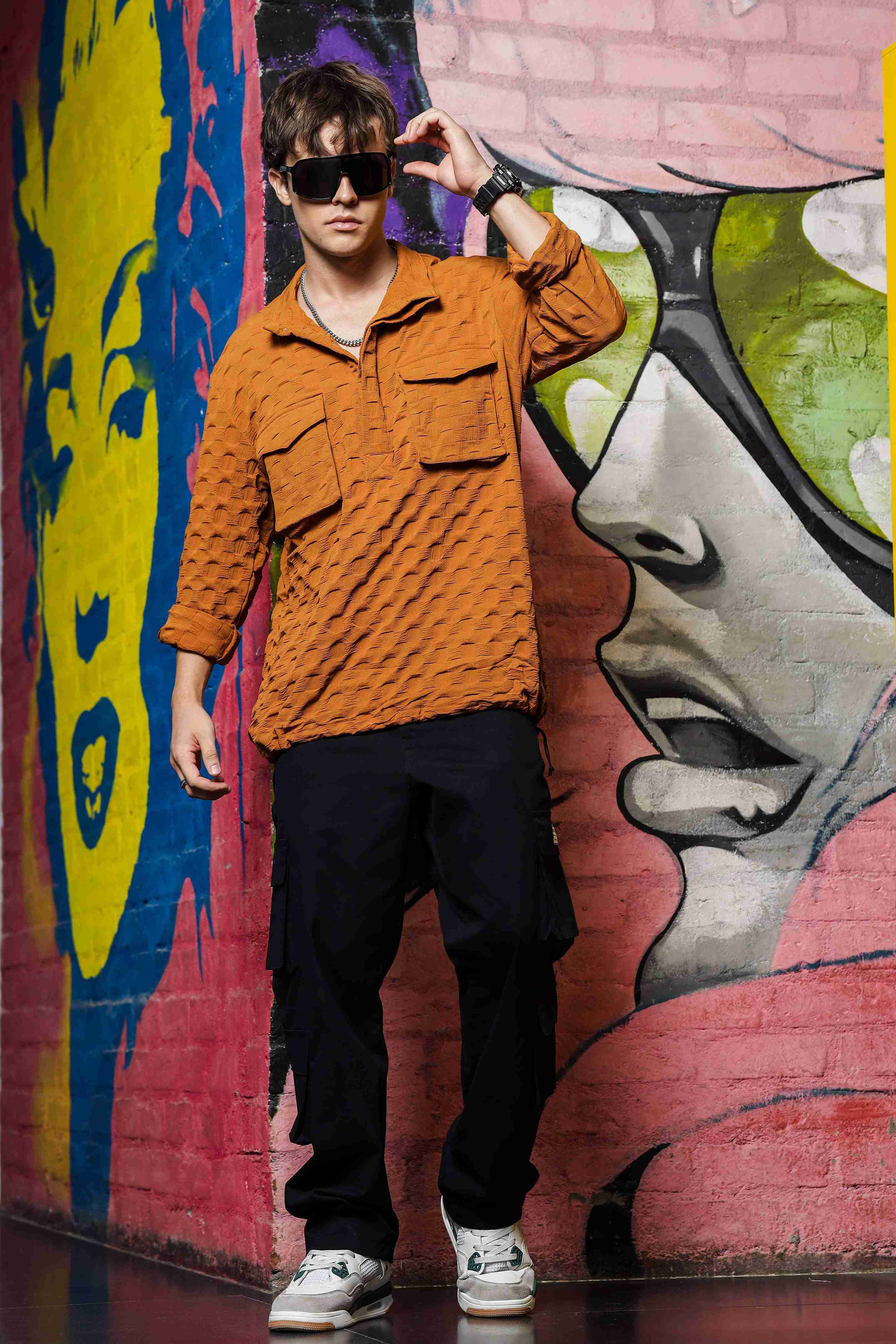 Mustard Oversized Textured Shirt Shacket